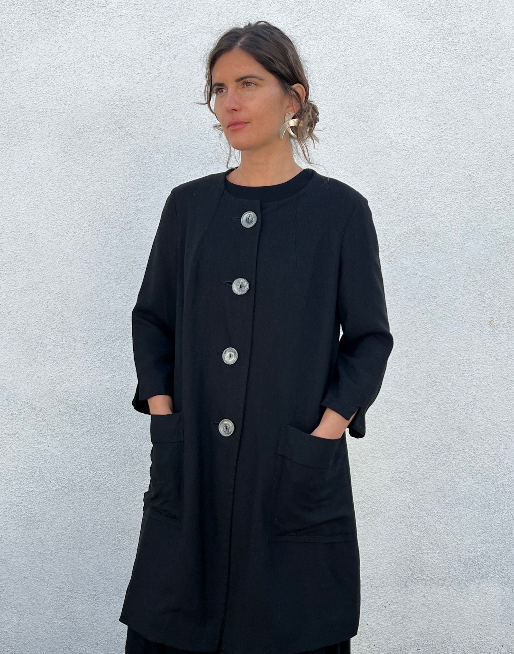 people of 2morrow classic oversized light cotton wool jacket with large buttons