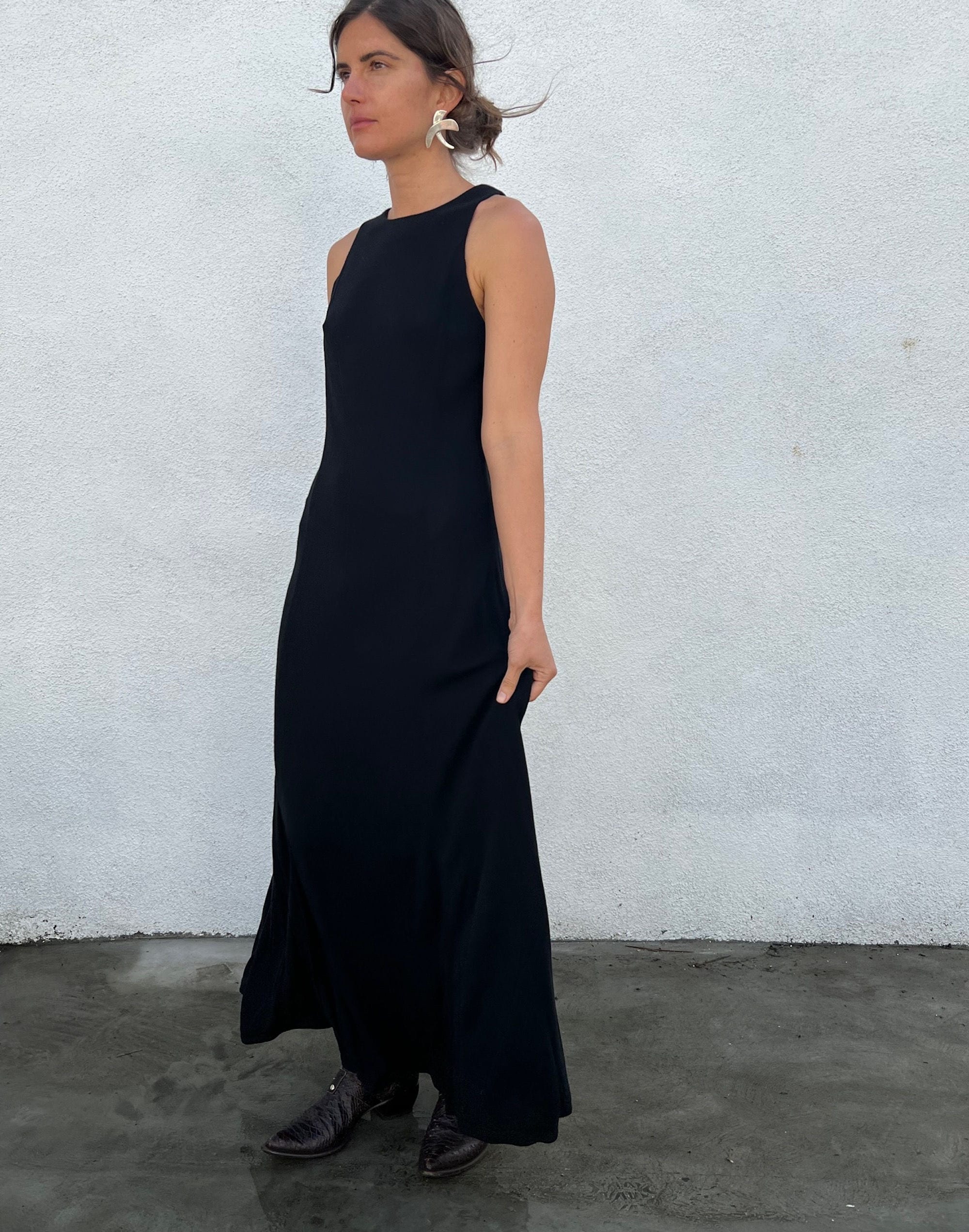 people of 2morrow yael silk &amp; cotton classic maxi dress with back zip closure