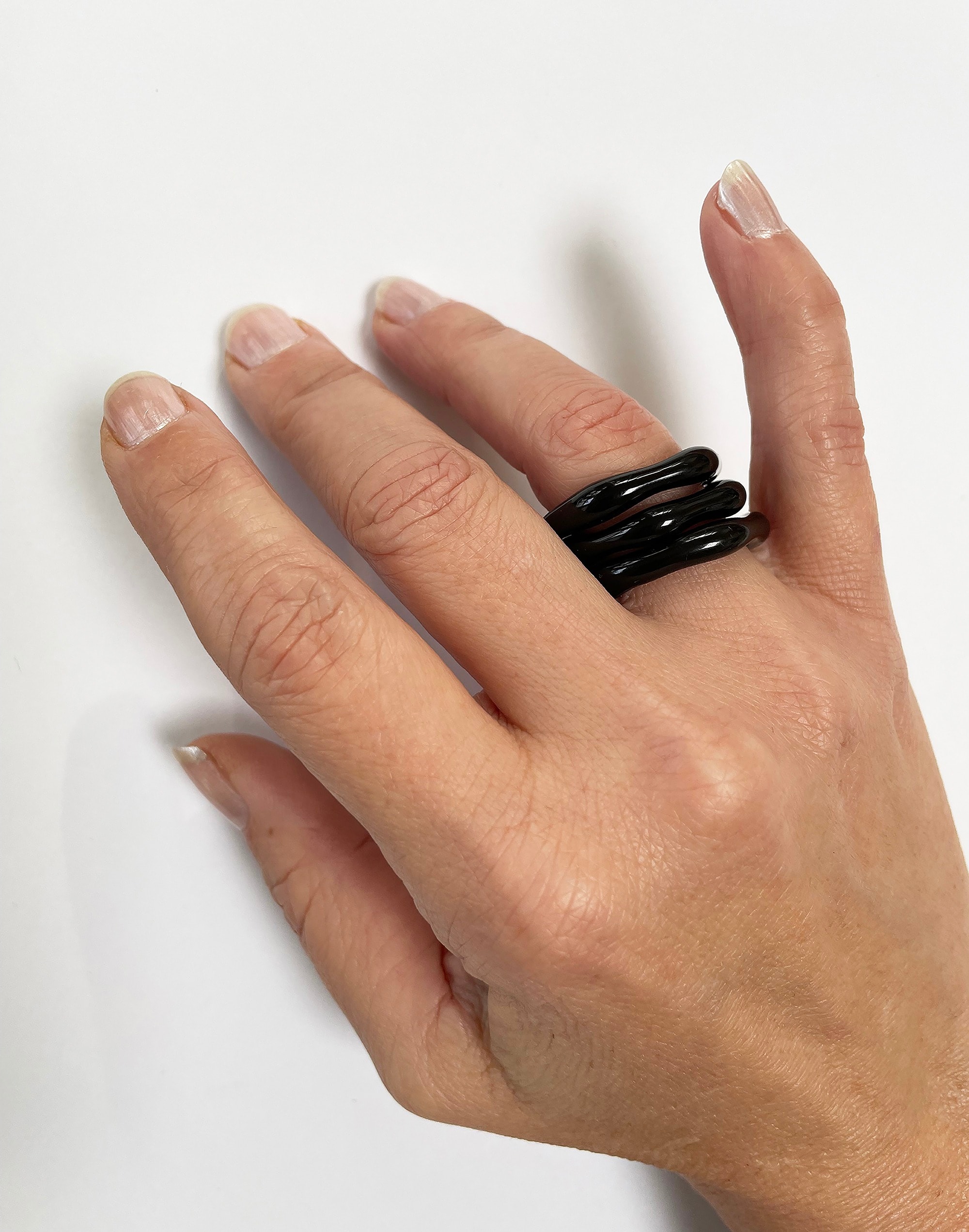 Jane D'Arensbourg Black Organic Band Glass Ring