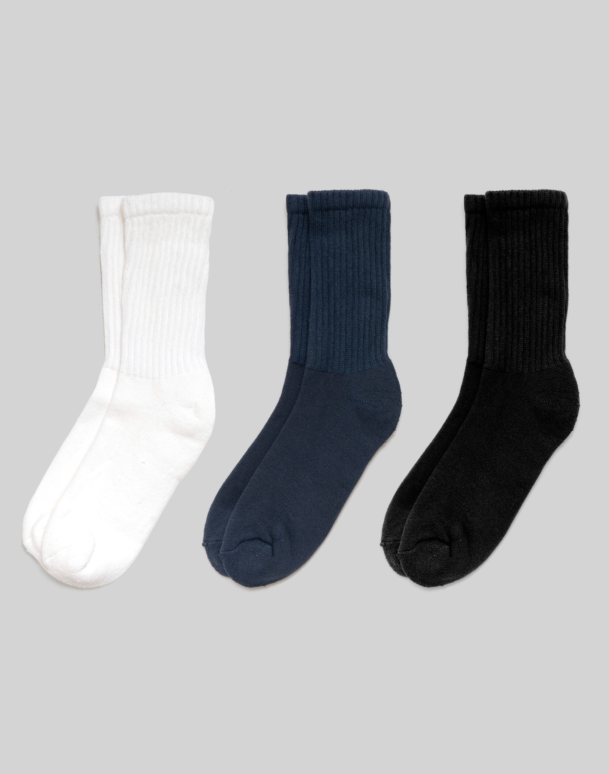 American Trench Three-Pack Retro Solid Crew Socks