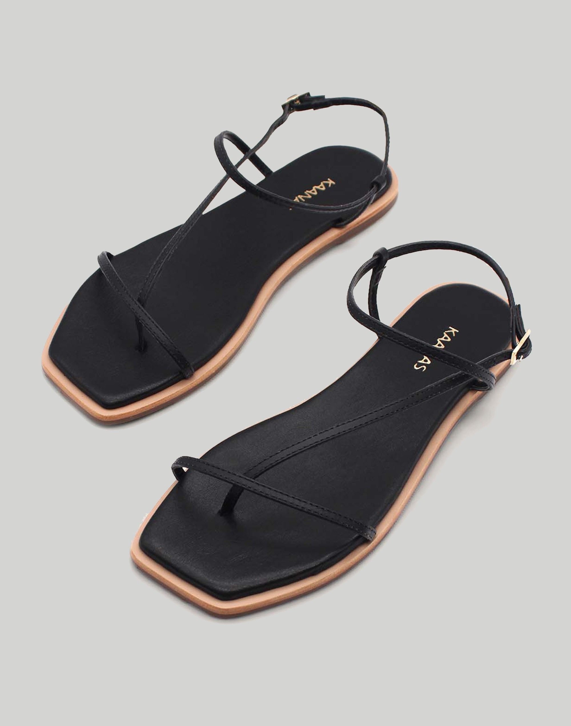 KAANAS Alayta Square-Toe Naked Sandals
