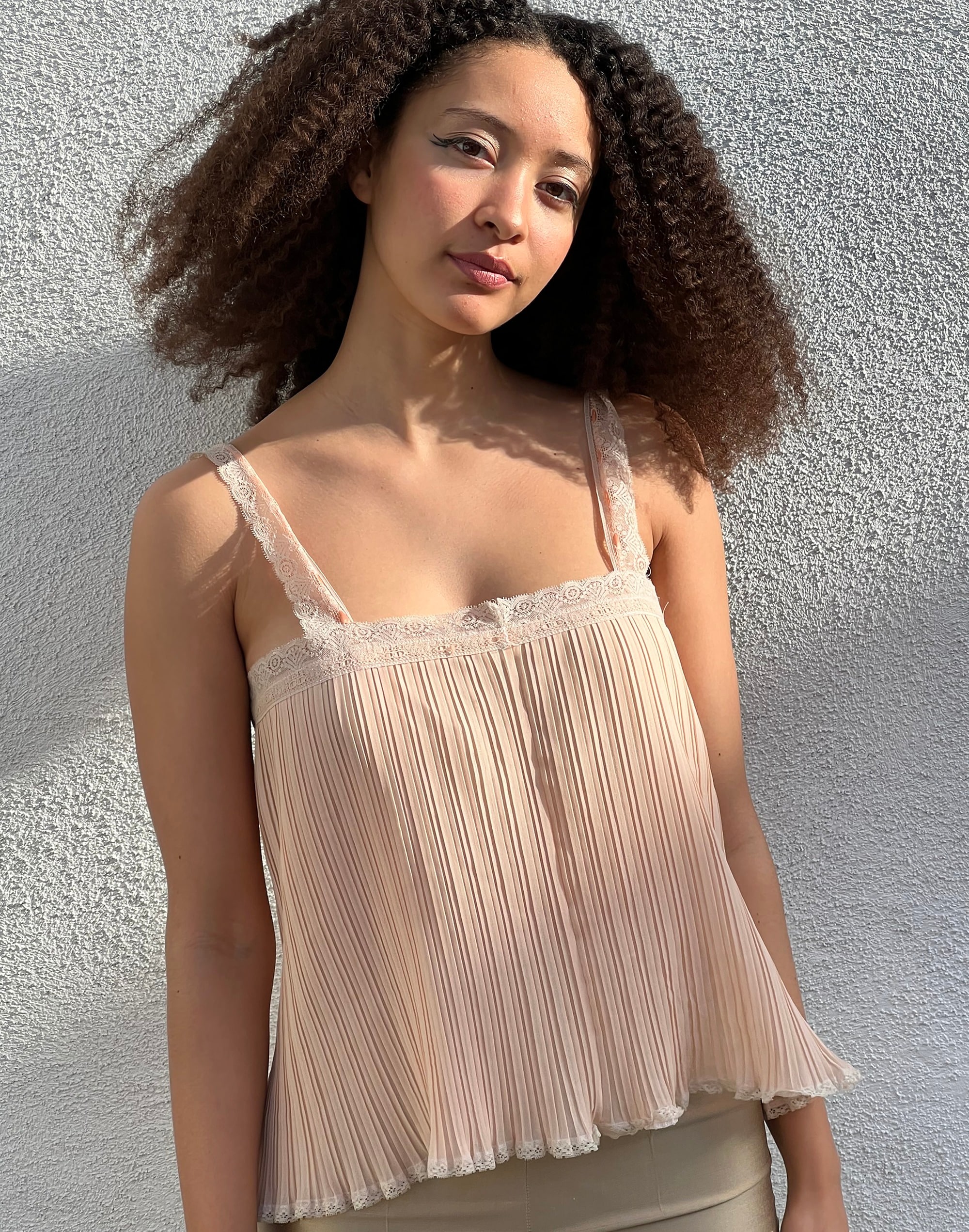 people of 2morrow vintage blush pleated camisole