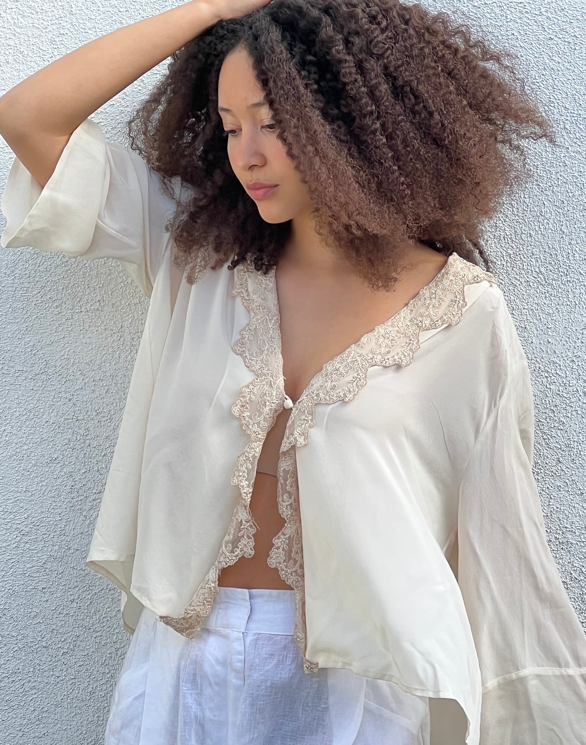 people of 2morrow fia silk semi sheer blouse