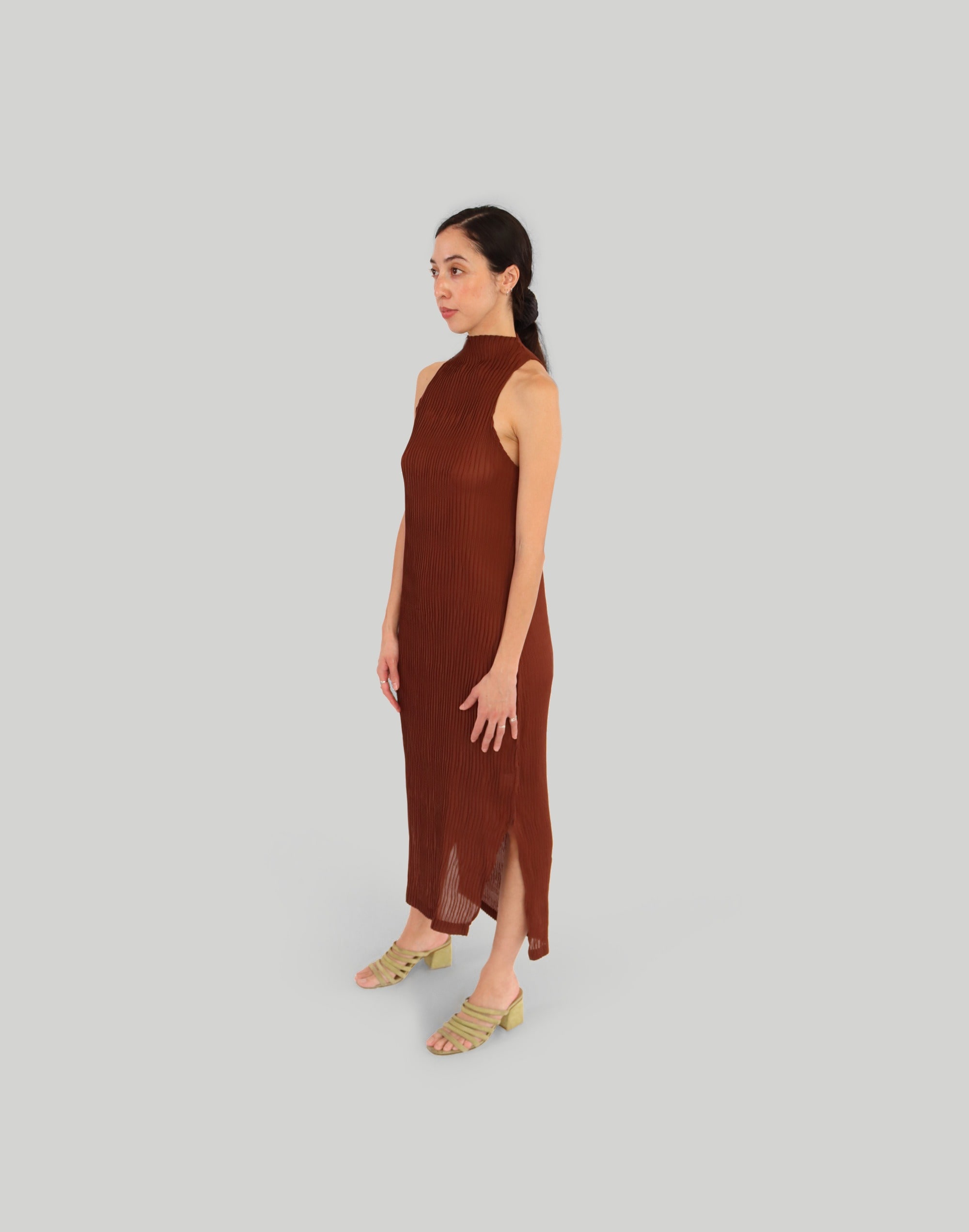 Shop Mw Nin Studio Wave Tank Dress In Brown