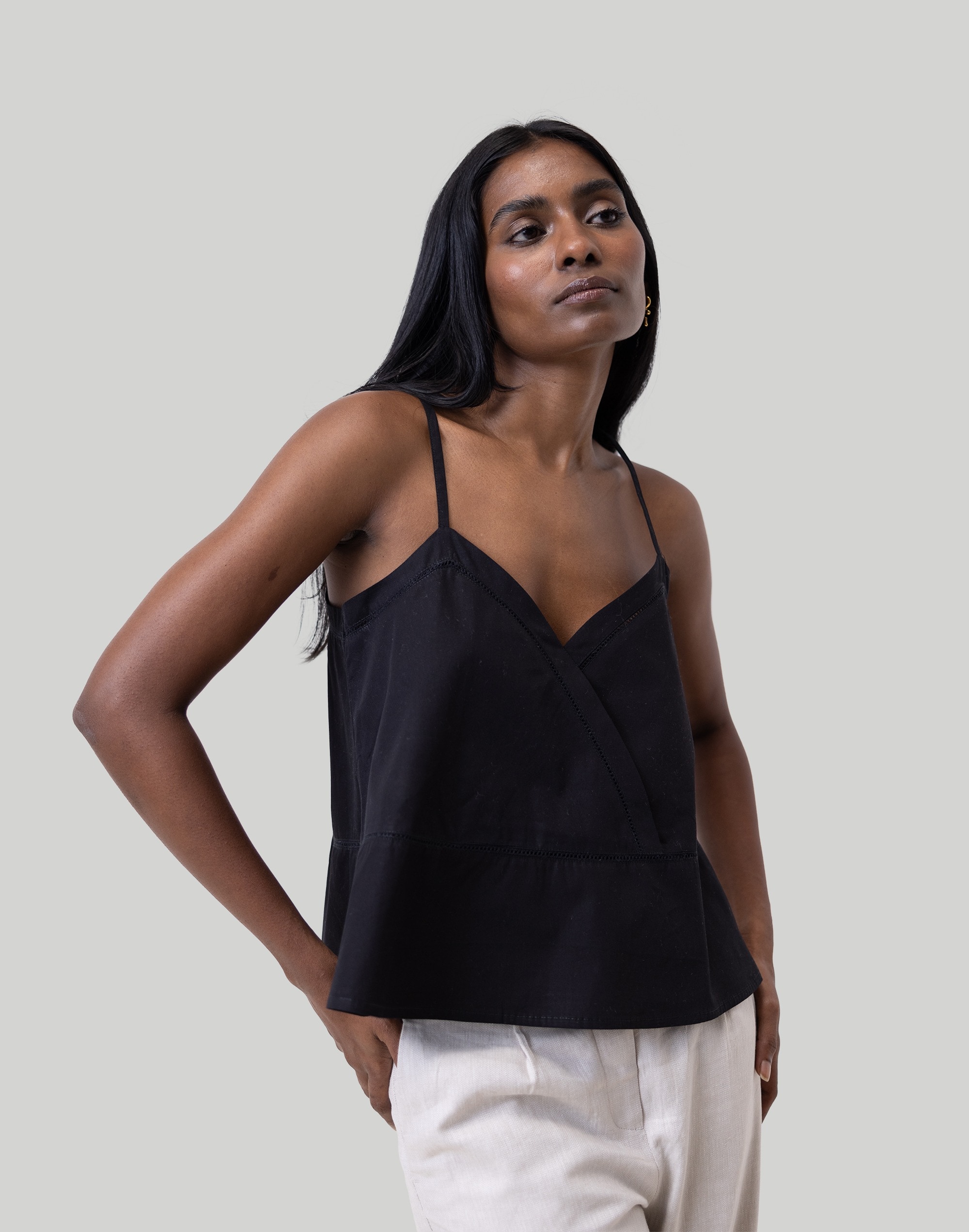 Lace-trimmed V-neck camisole main image 0