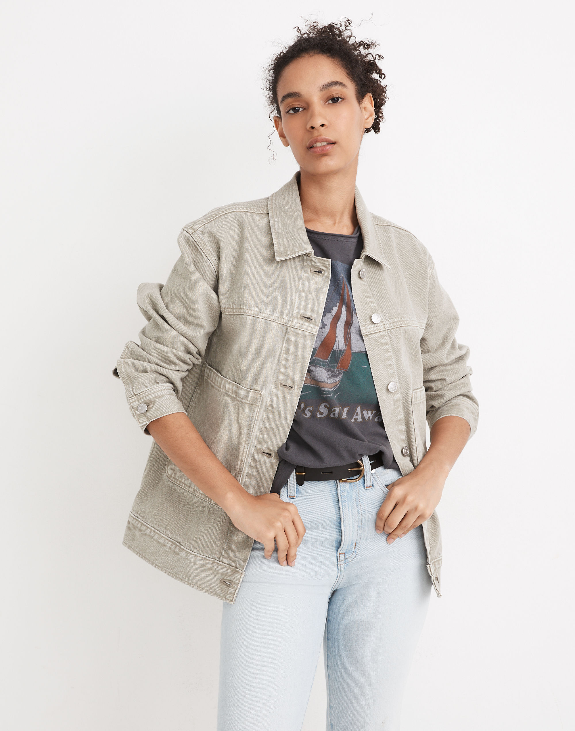 Garment-Dyed Denim Patch Pocket Trucker Jacket