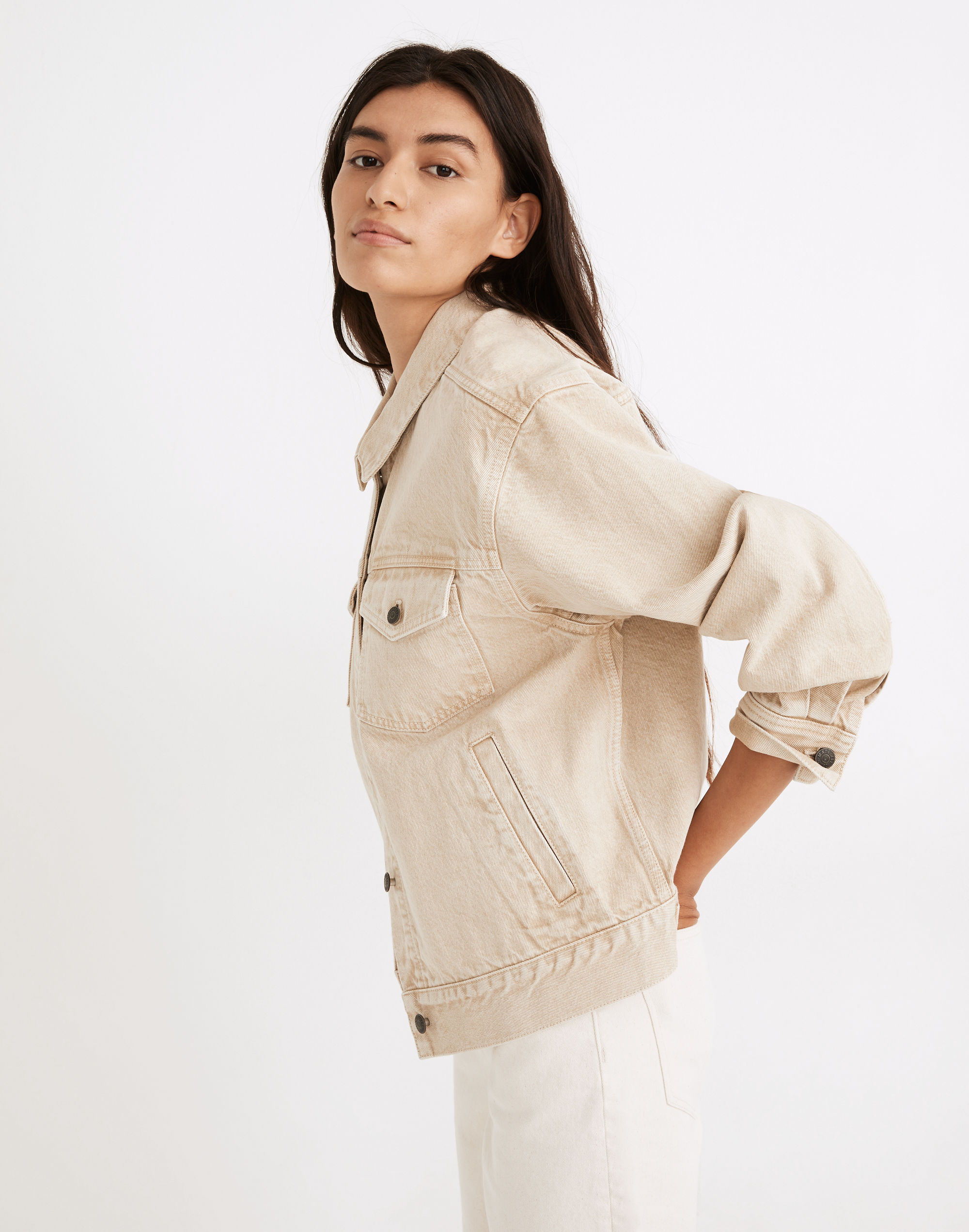 Balloon-Sleeve Crop Jean Jacket