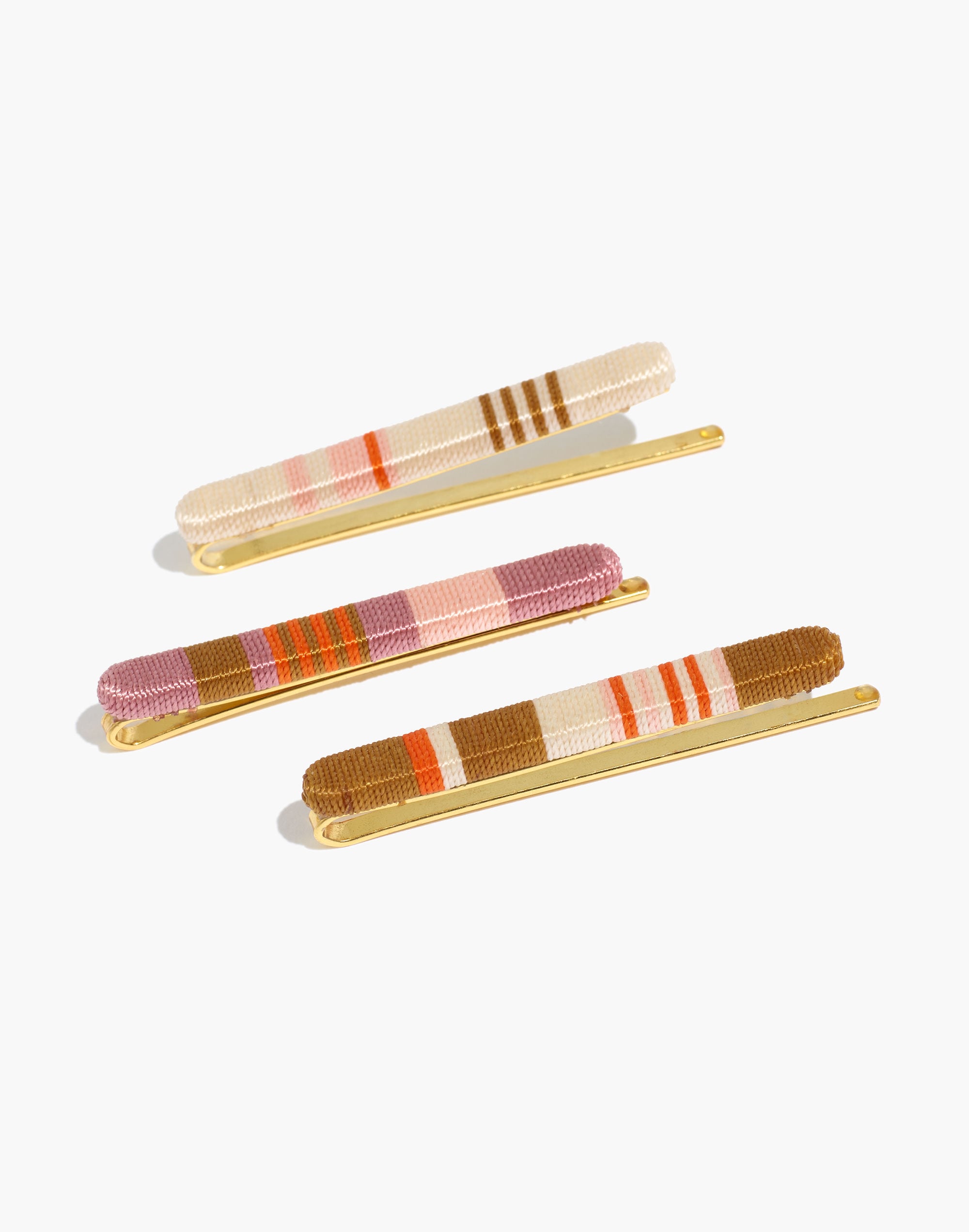 three-pack thread-wrapped hair pins