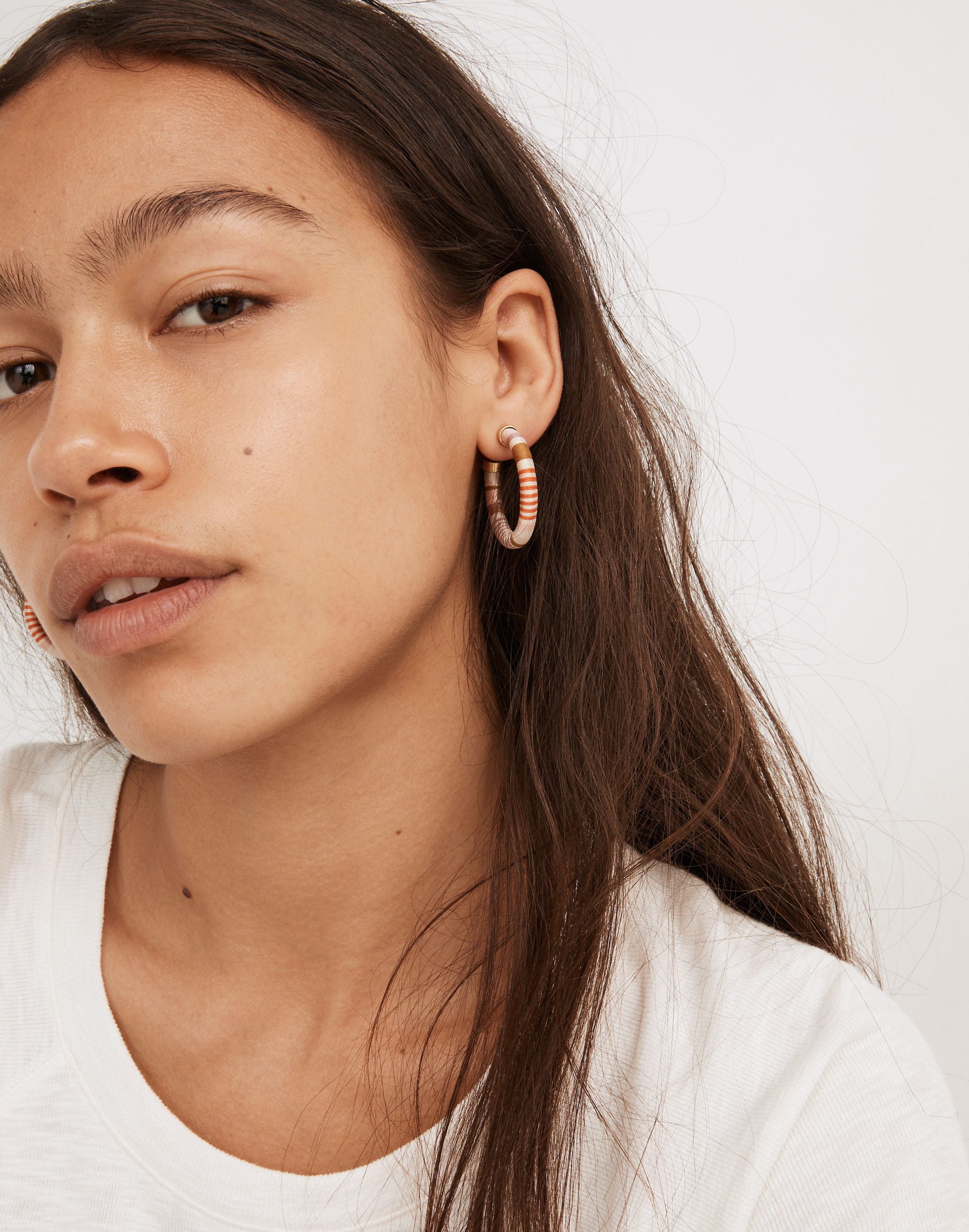 Thread-Wrapped Medium Chunky Hoop Earrings