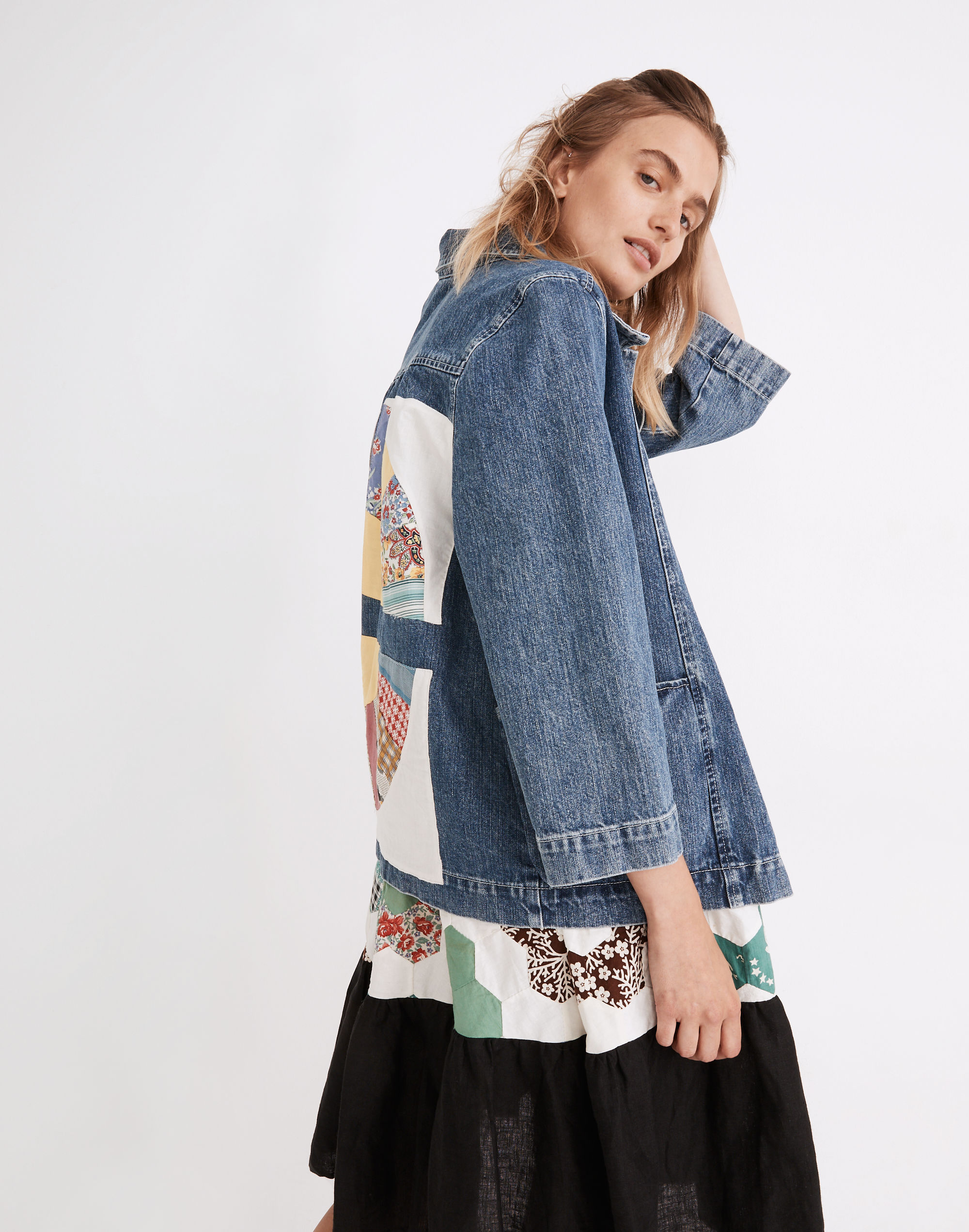 Carleen Denim Patchwork Loren Pocket Jacket