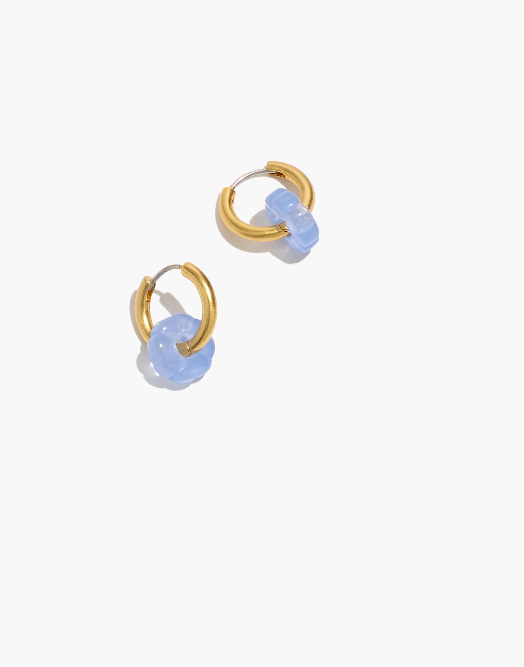 Flower Charm Chunky Huggie Hoop Earrings