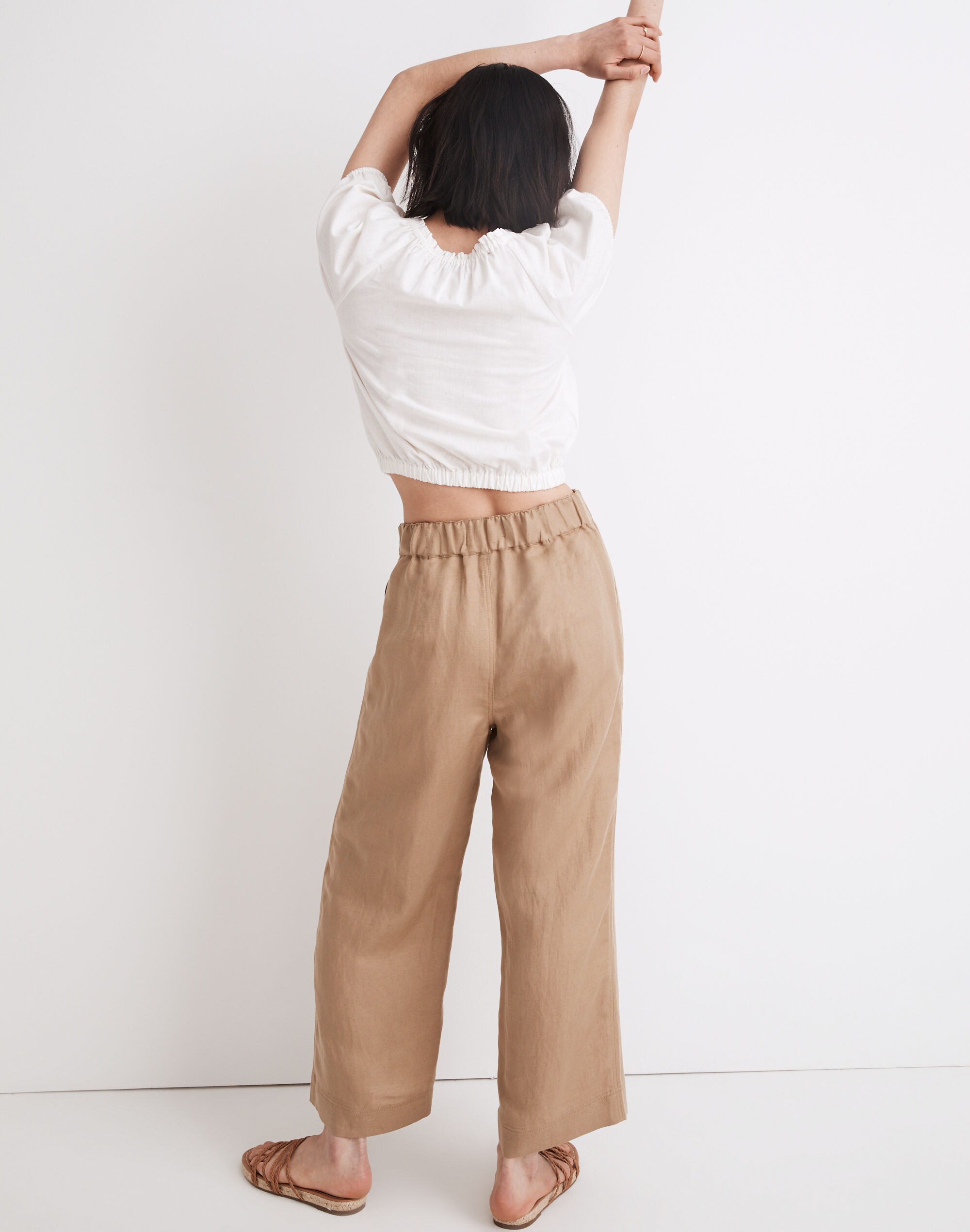Linen-Blend Huston Pull-On Crop Pants