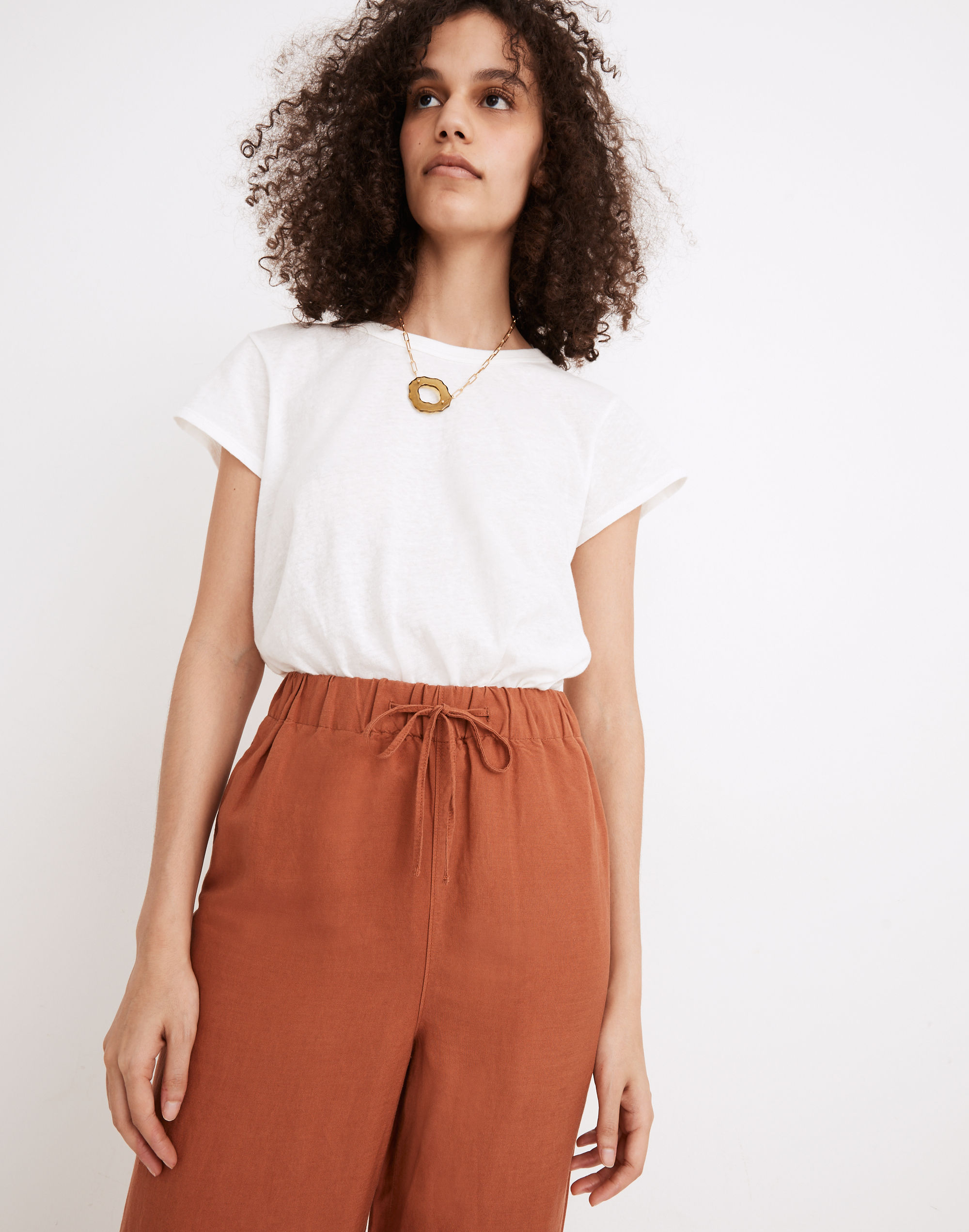 Linen-Blend Huston Pull-On Full-Length Pants