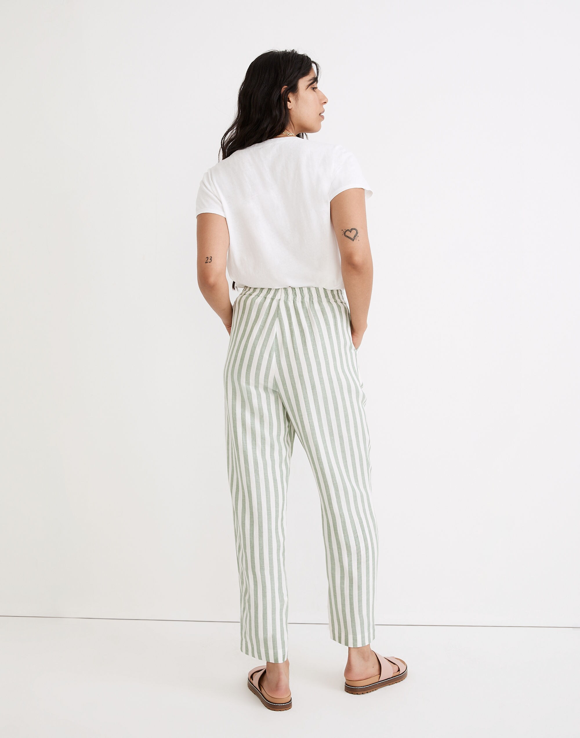 Linen-Cotton Track Trousers in Stripe