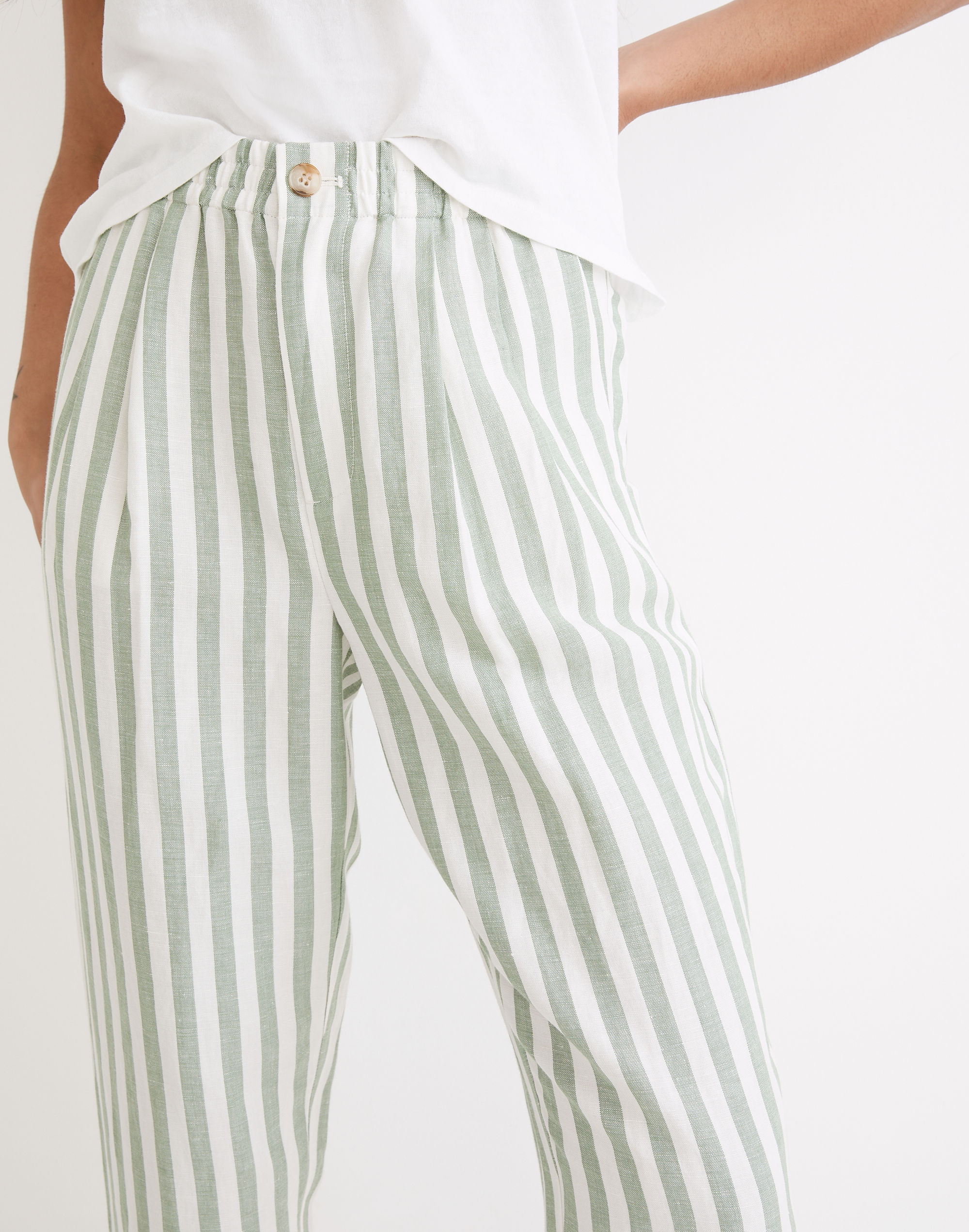 Linen-Cotton Track Trousers in Stripe