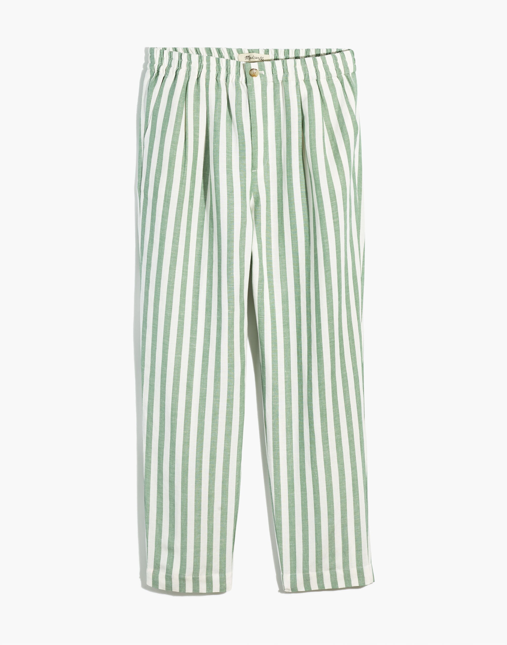 Linen-Cotton Track Trousers in Stripe