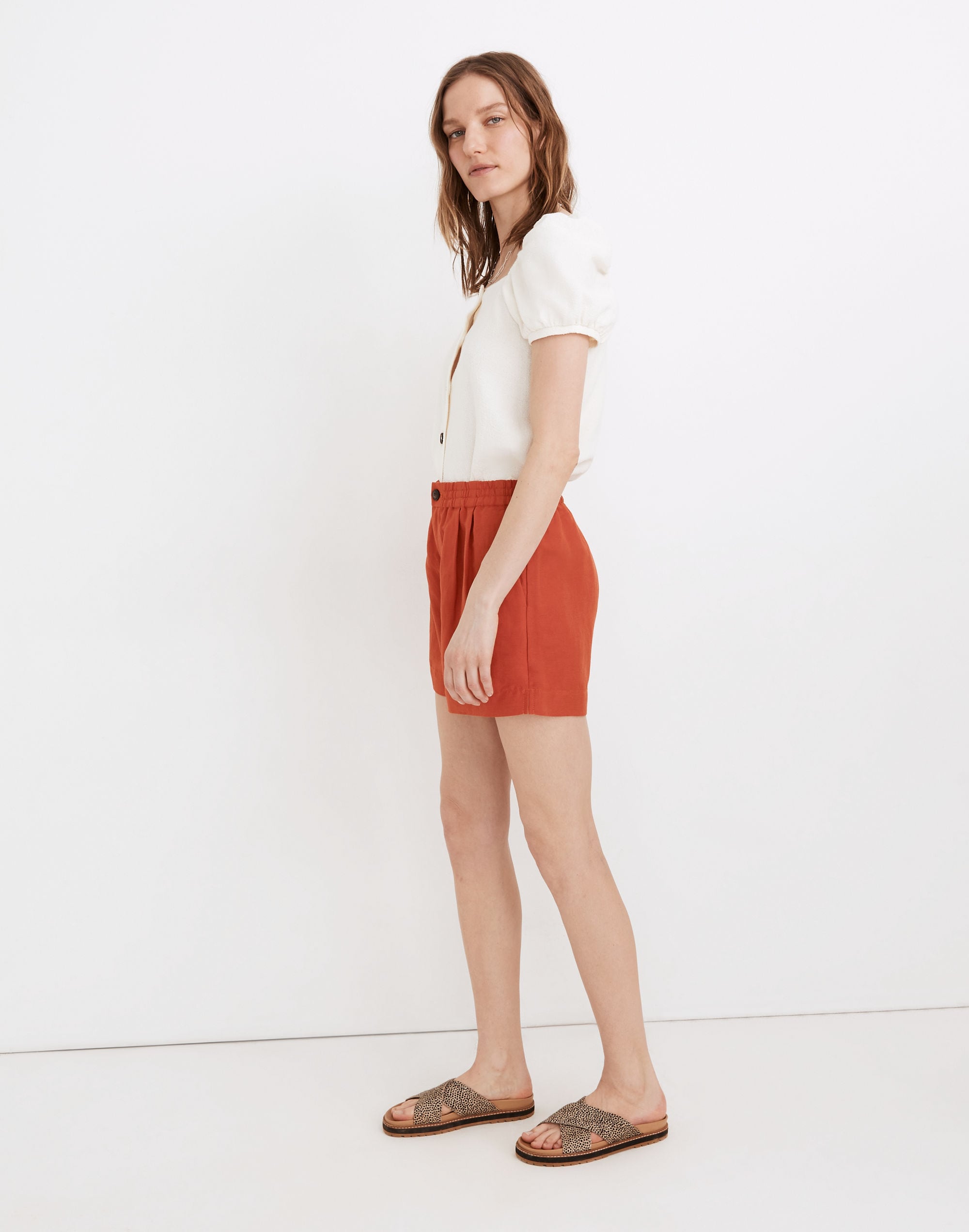 Linen-Blend Track Shorts