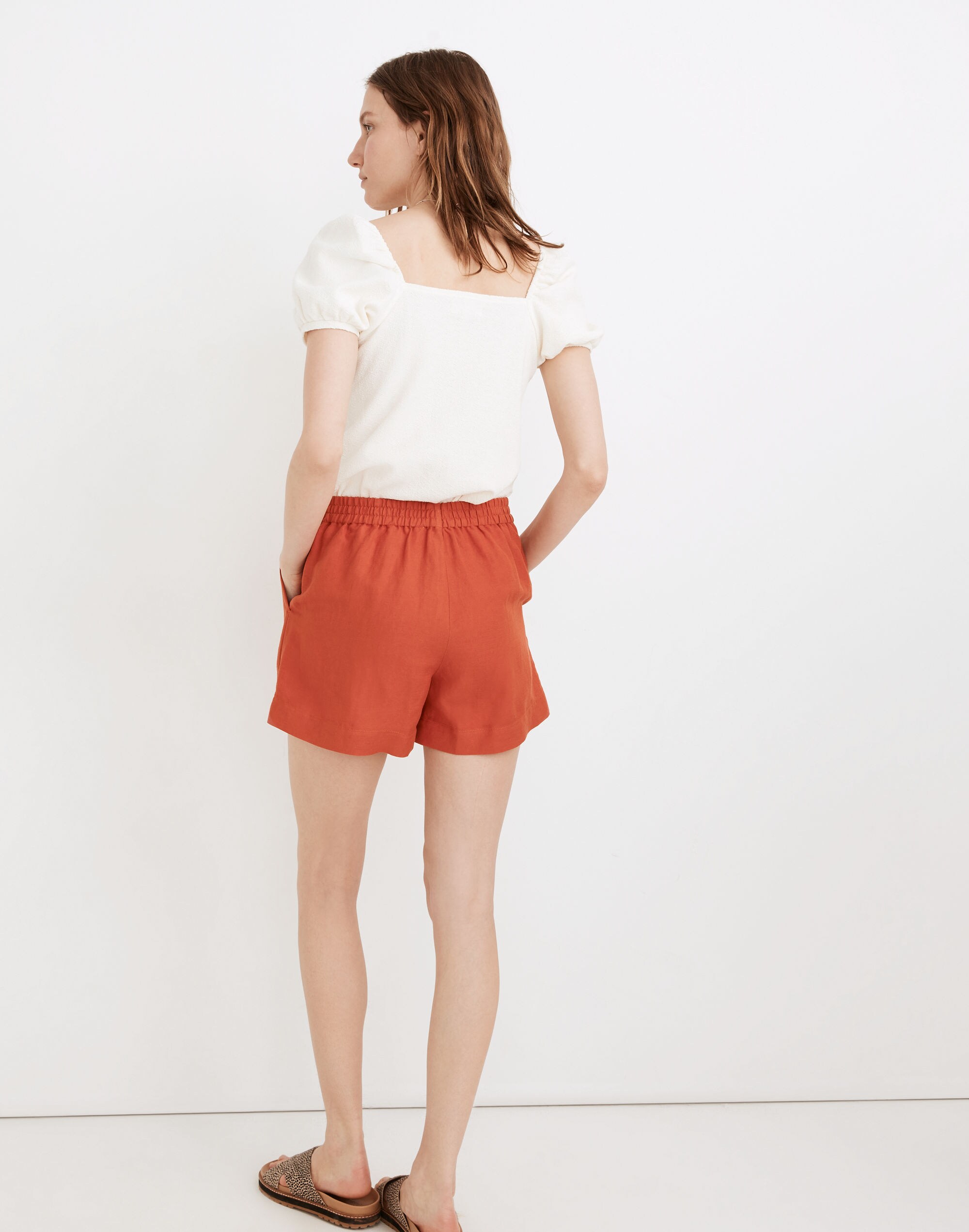 Linen-Blend Track Shorts