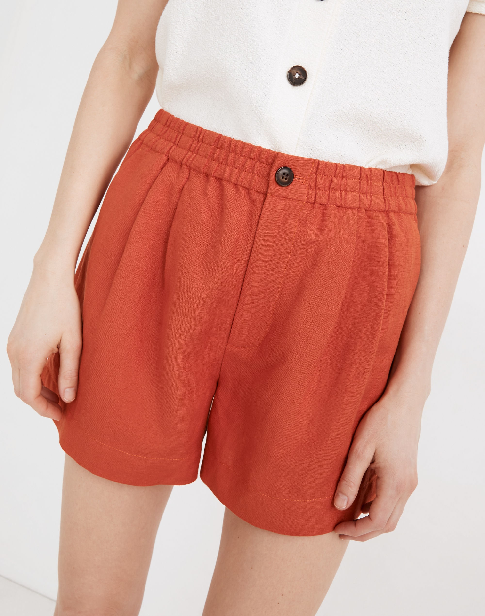Linen-Blend Track Shorts