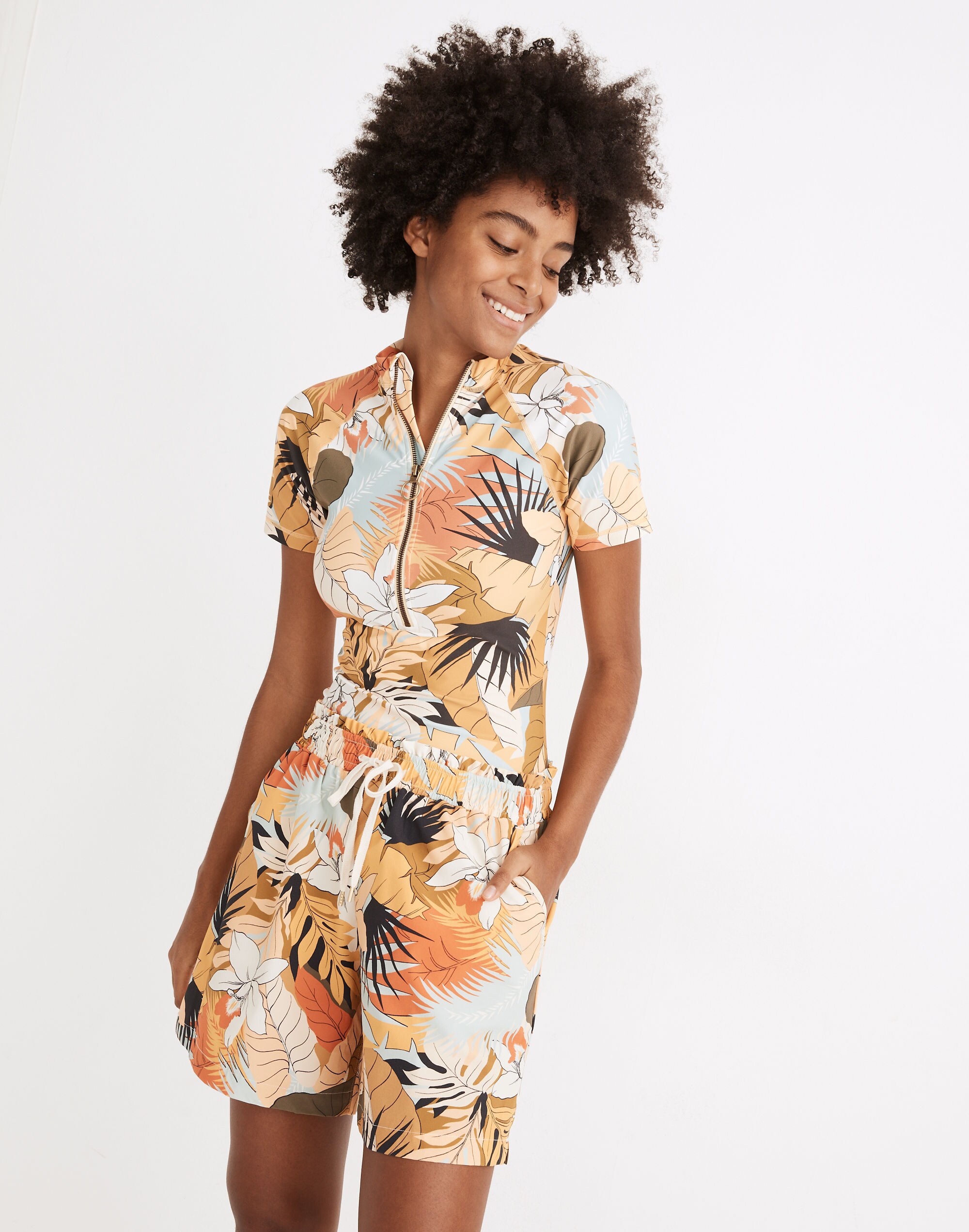 Madewell Second Wave Board Shorts in Tropical Vacation