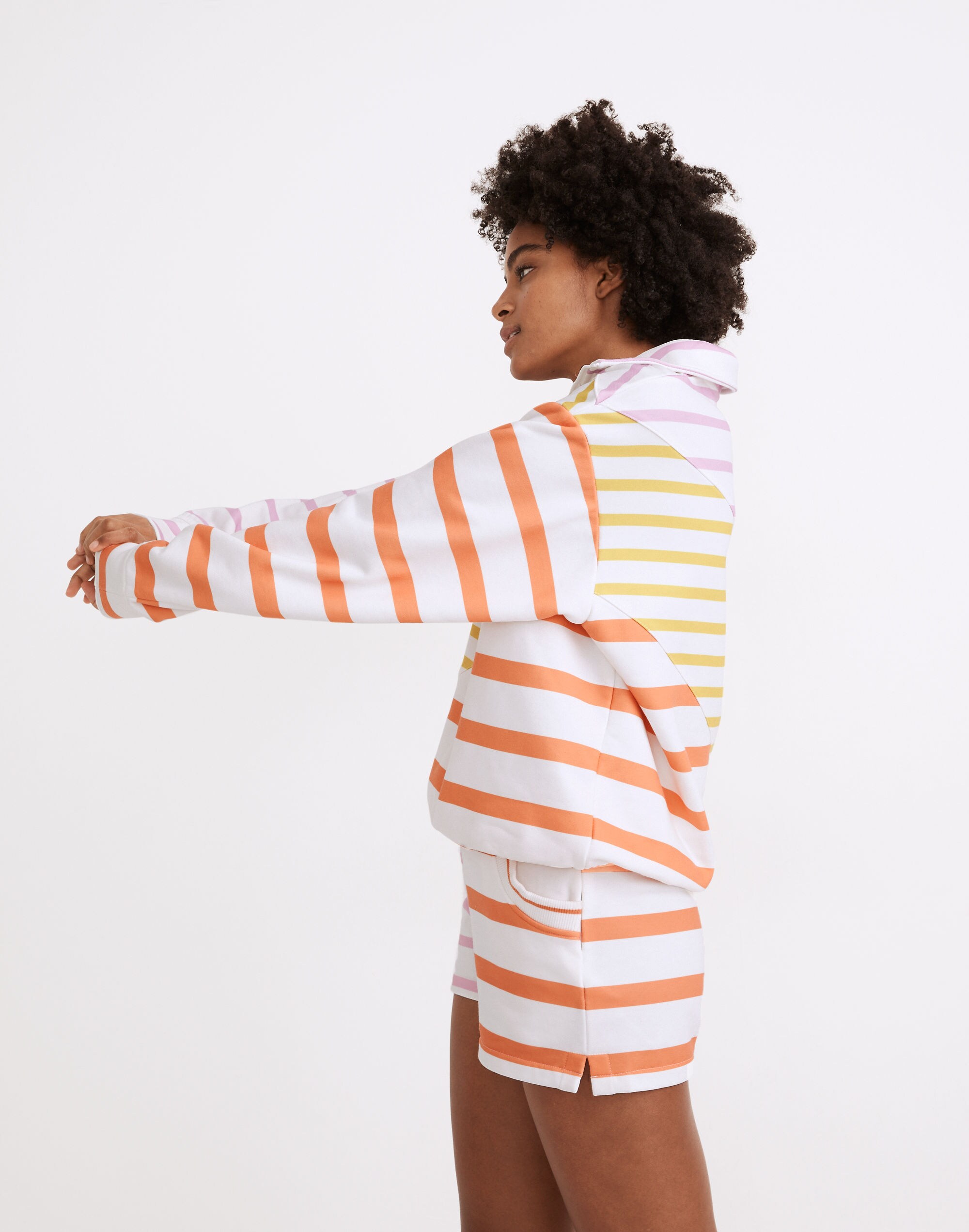 Solid &amp; Striped&reg; Quarter-Zip Pullover Sweatshirt in Colorblock Stripe