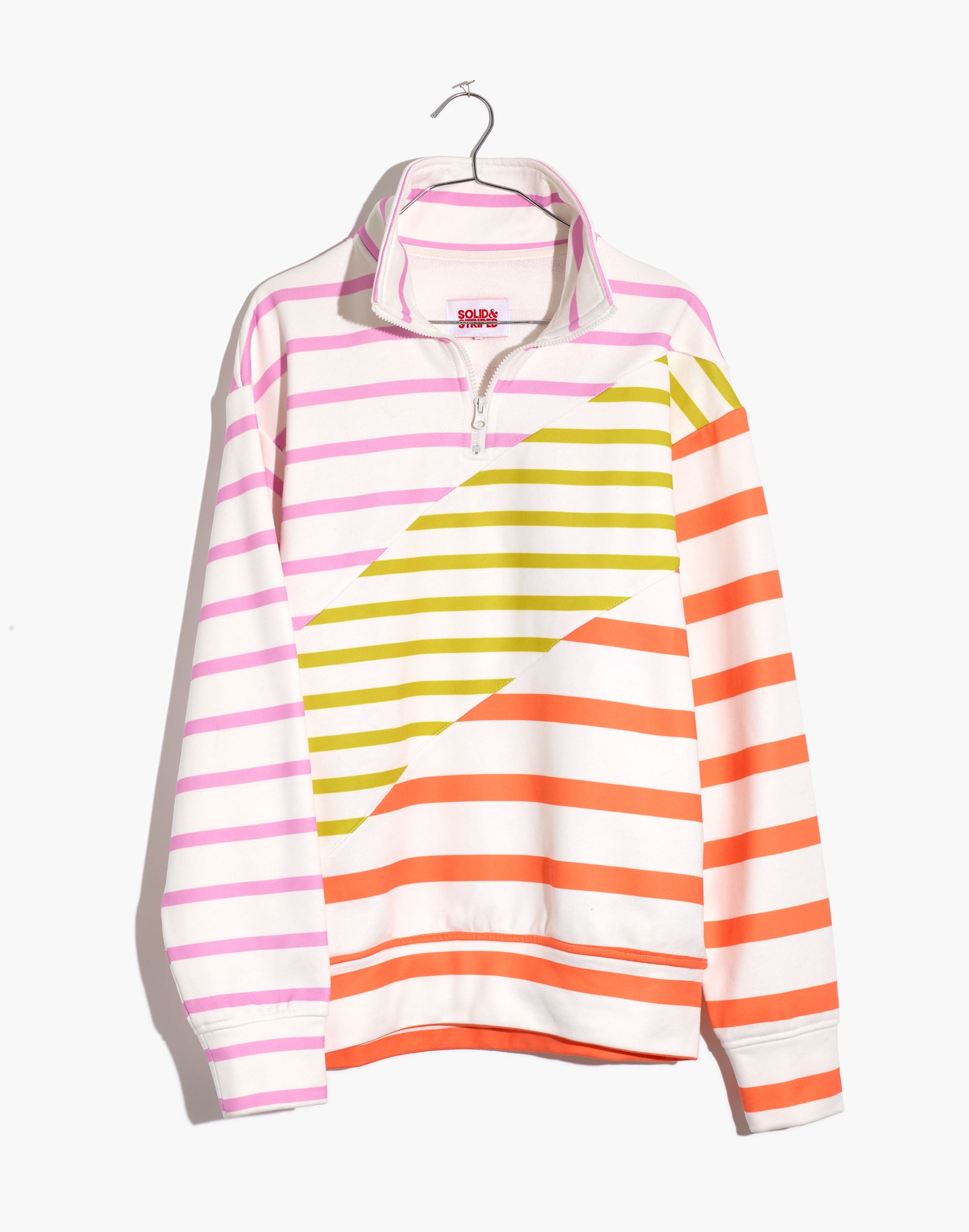 Solid &amp; Striped&reg; Quarter-Zip Pullover Sweatshirt in Colorblock Stripe