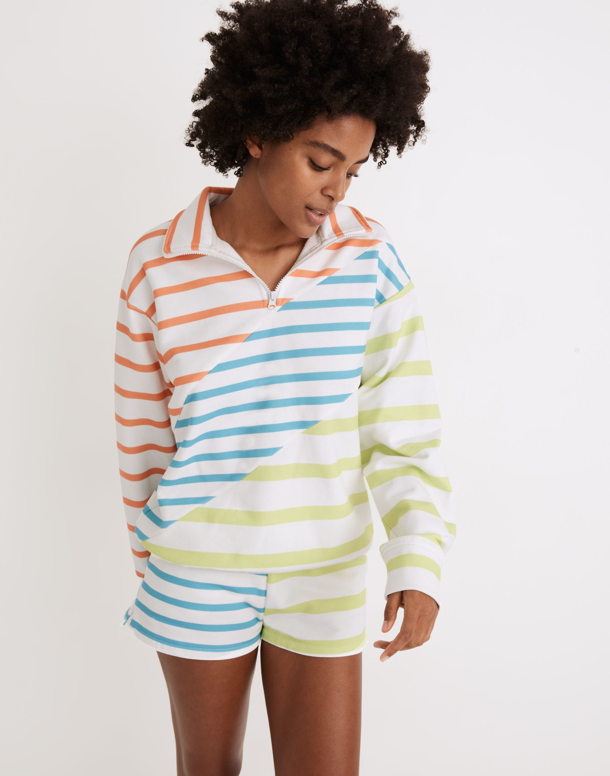 solid &amp; striped&reg; quarter-zip pullover sweatshirt in colorblock stripe