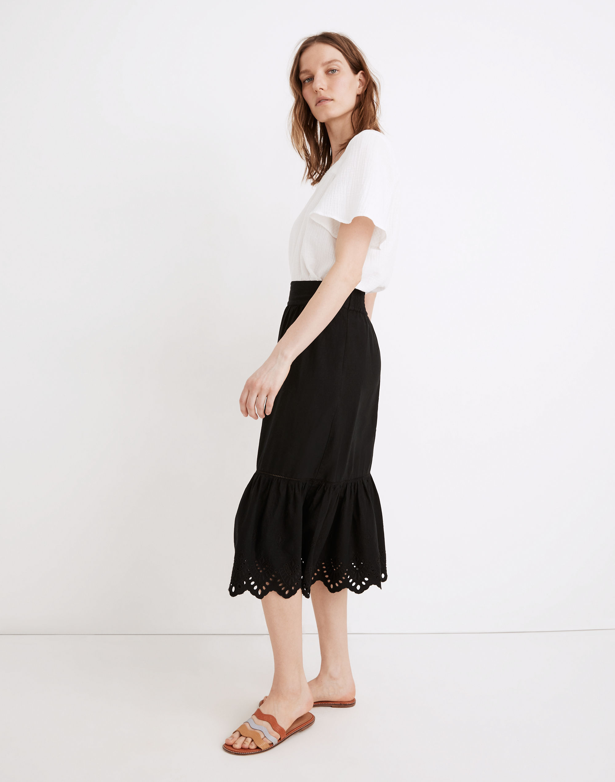 Eyelet Midi Skirt