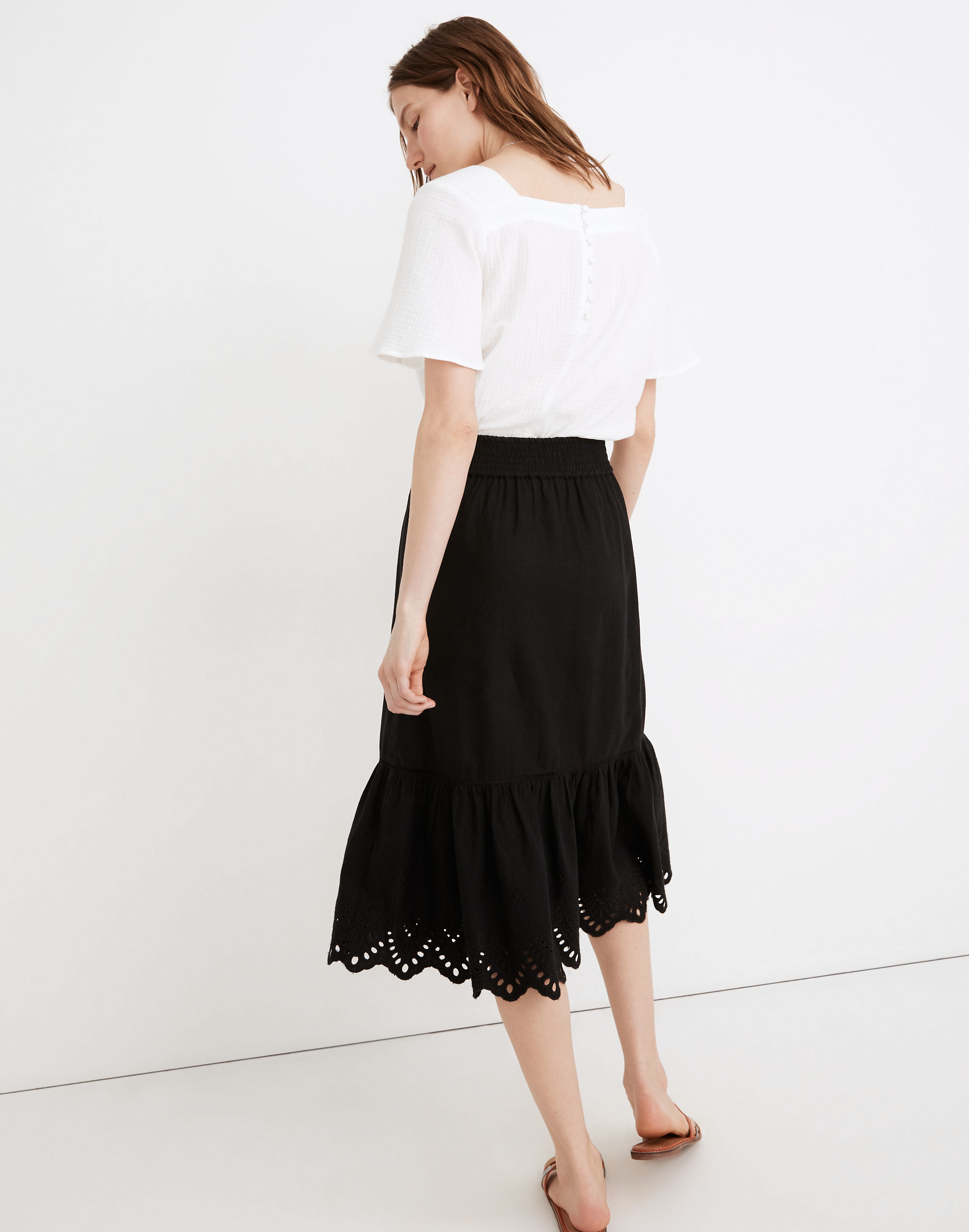 Eyelet Midi Skirt
