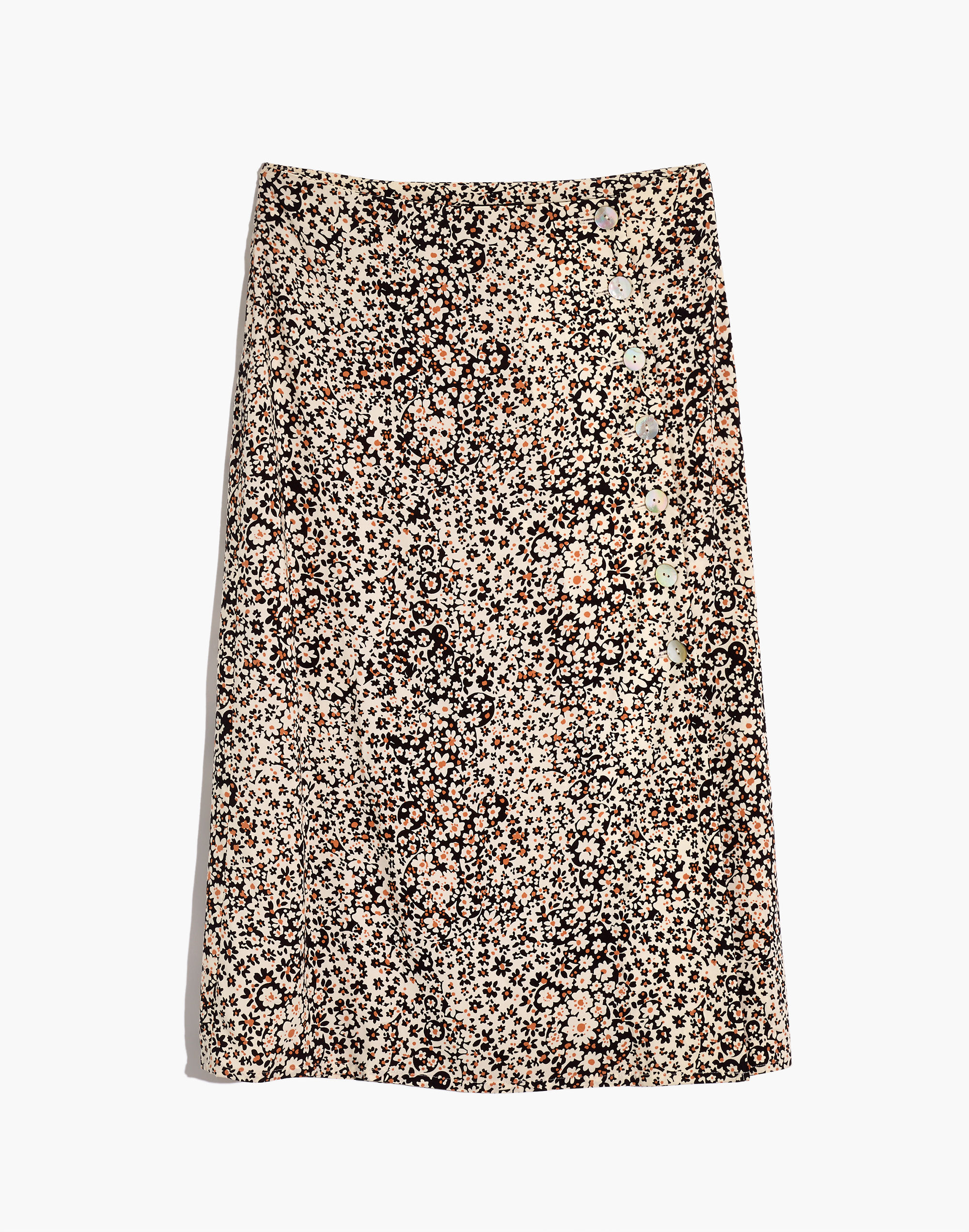 Side-Button Straight Midi Skirt in Daisy Groove