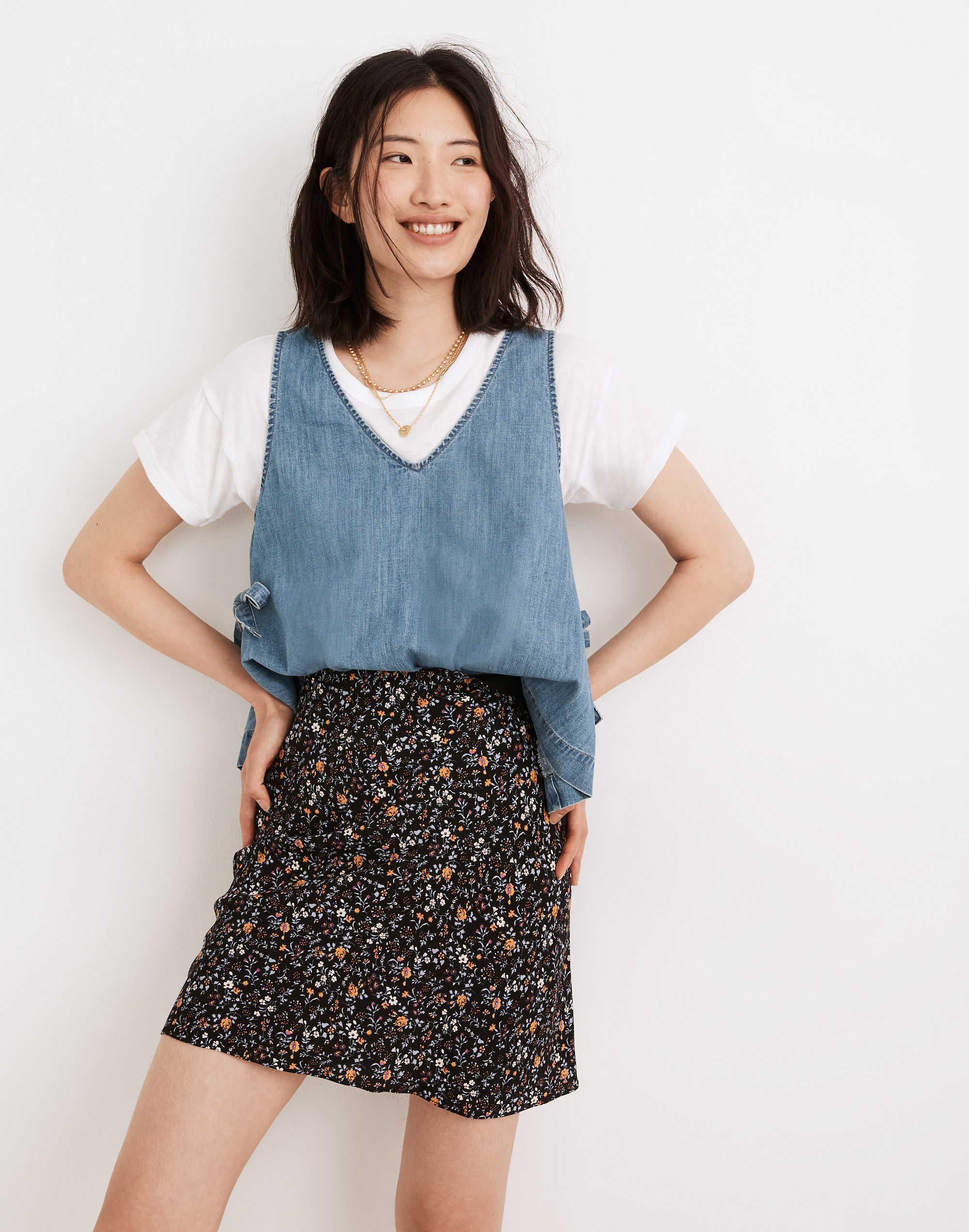 Mini Slip Skirt in Folkmagic Floral