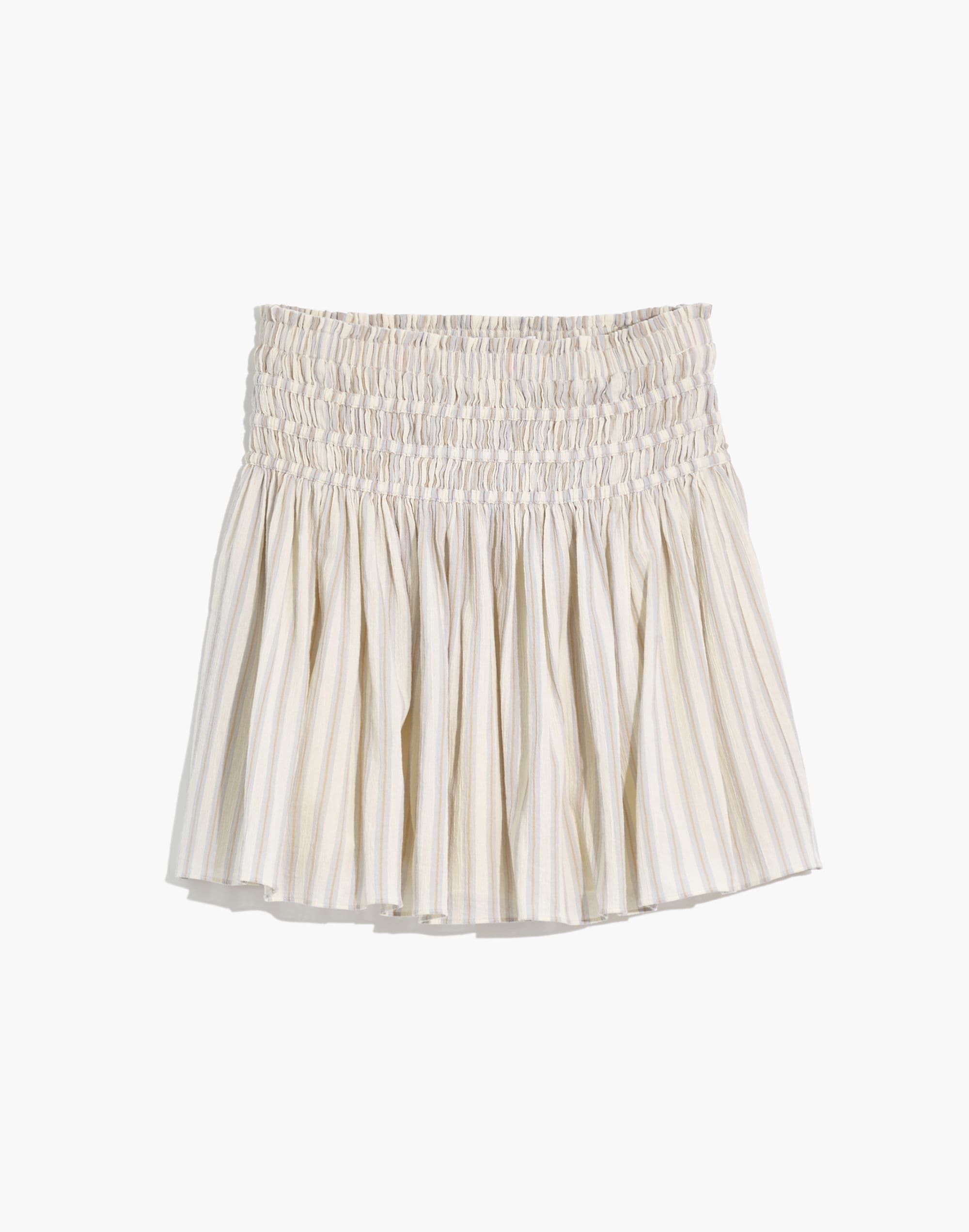 Smocked Pull-On Mini Skirt in Stripe