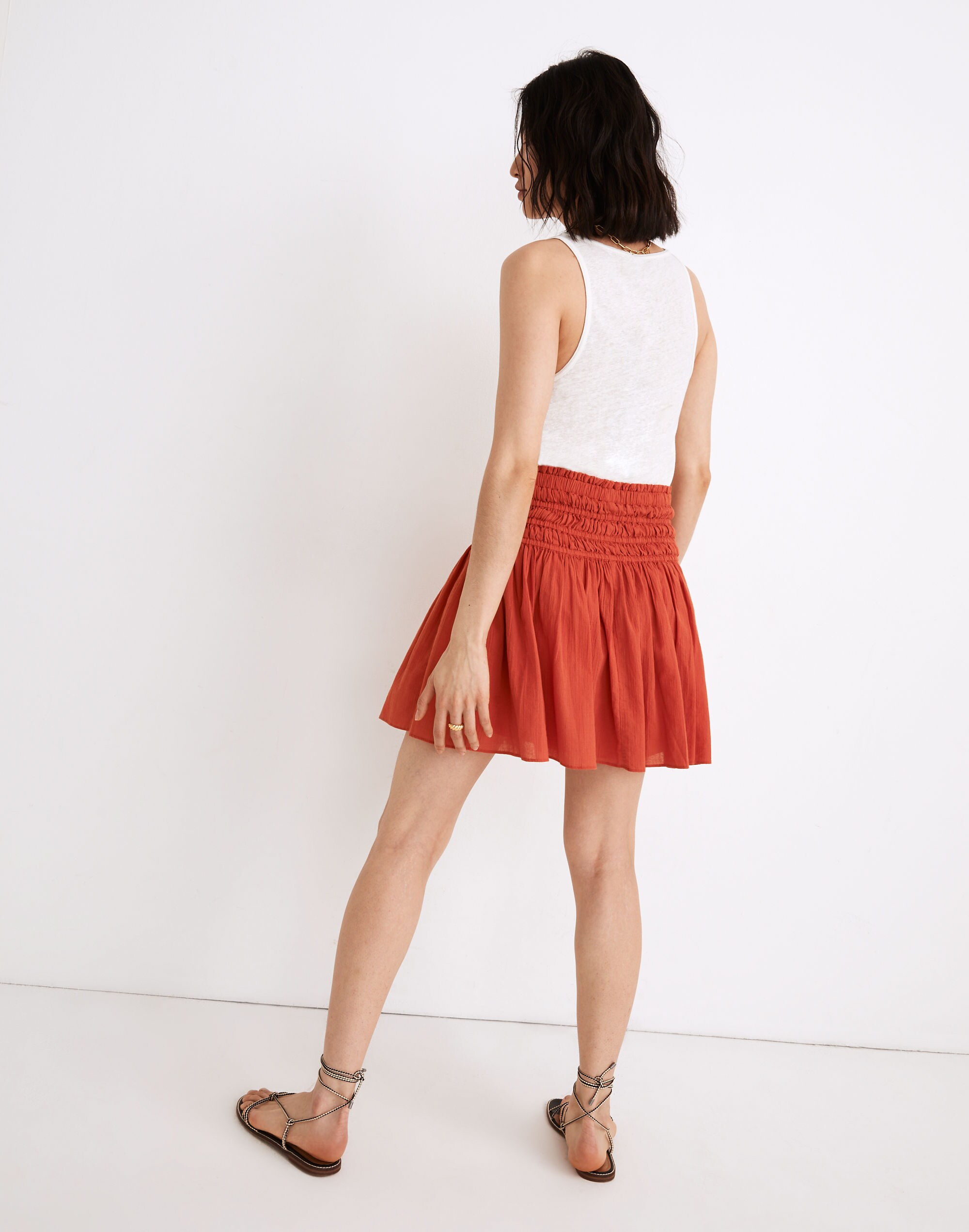 Smocked Pull-On Mini Skirt
