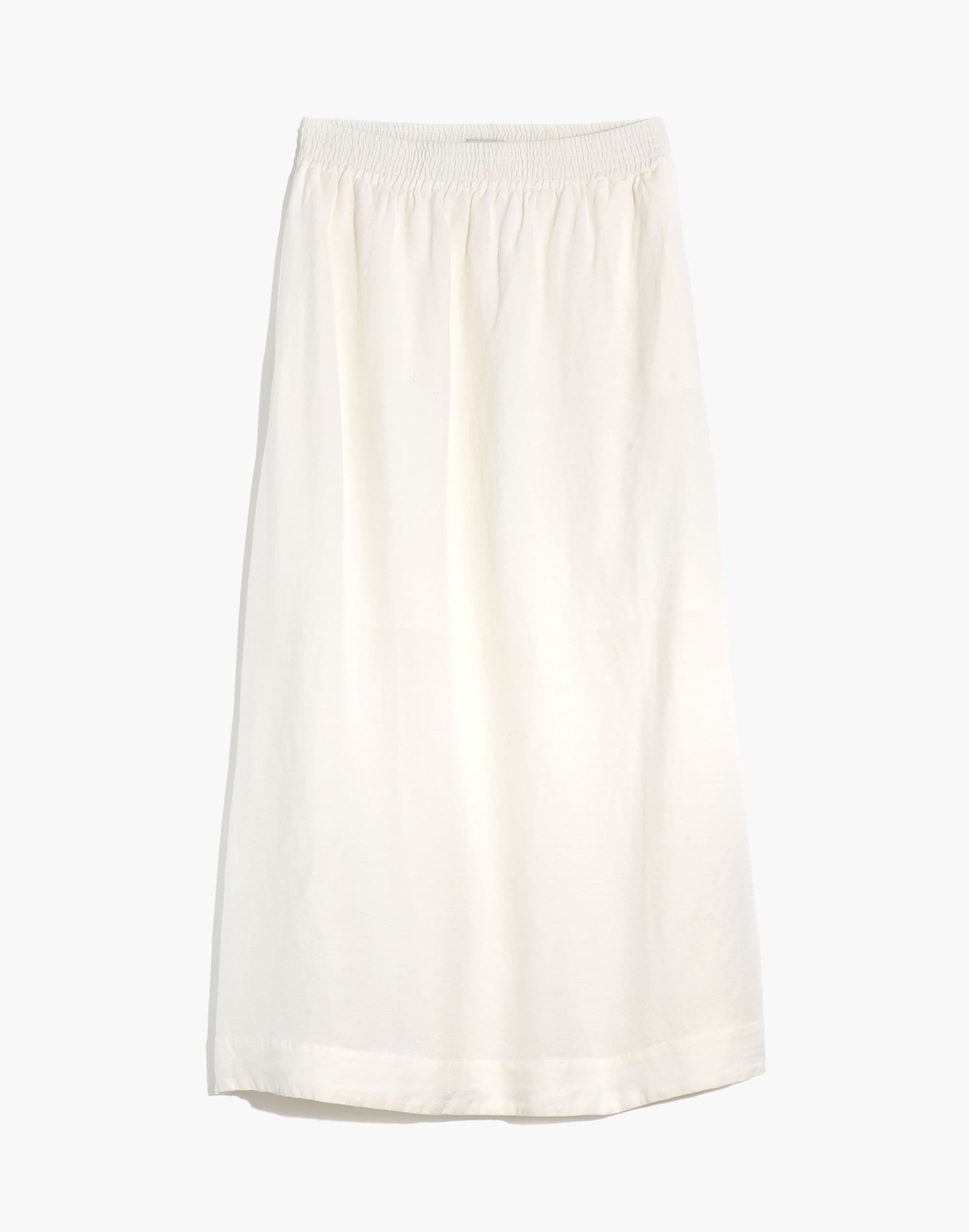 Linen-Blend Smocked-Waist Maxi Skirt