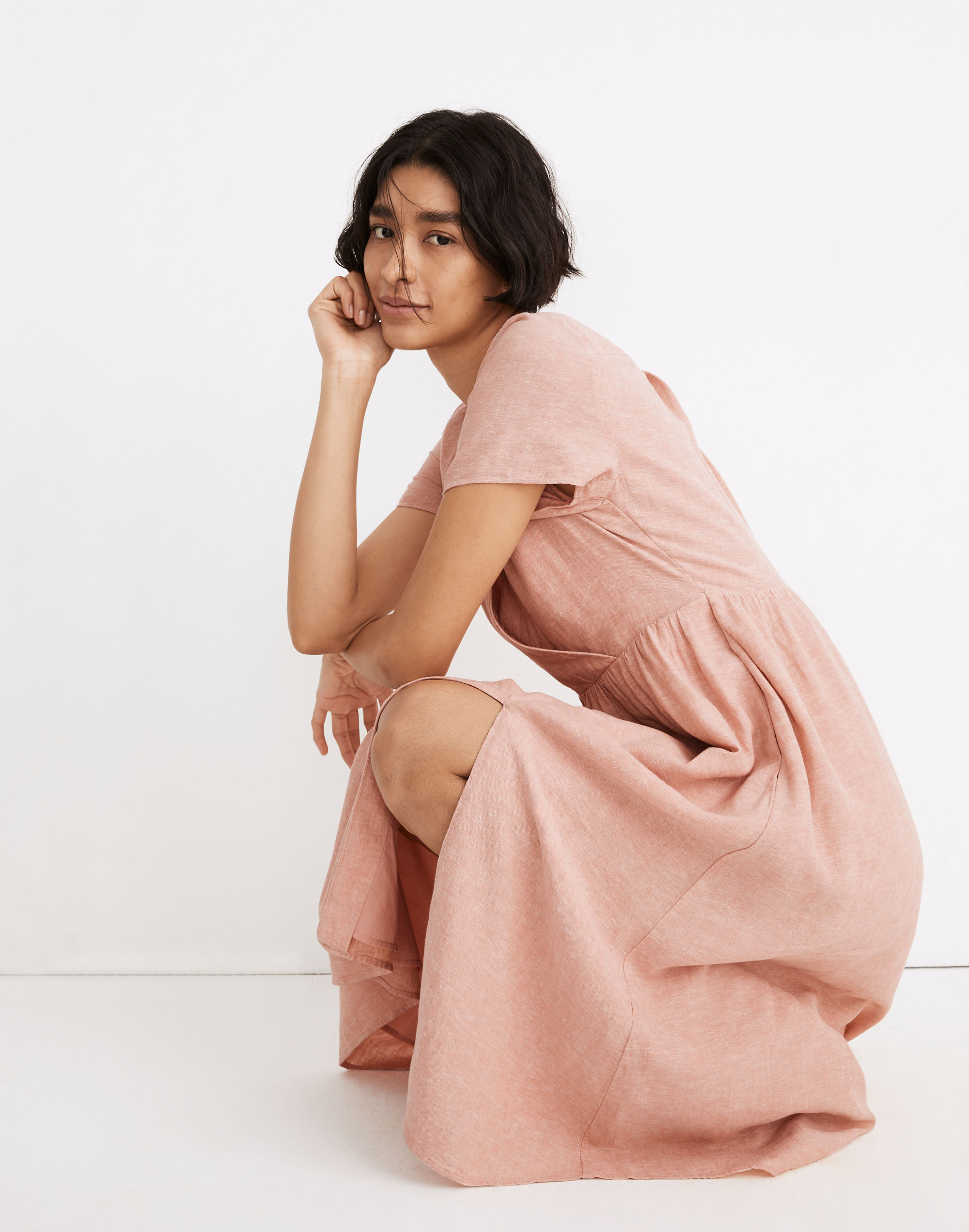 Petite Linen-Blend Clara Midi Dress