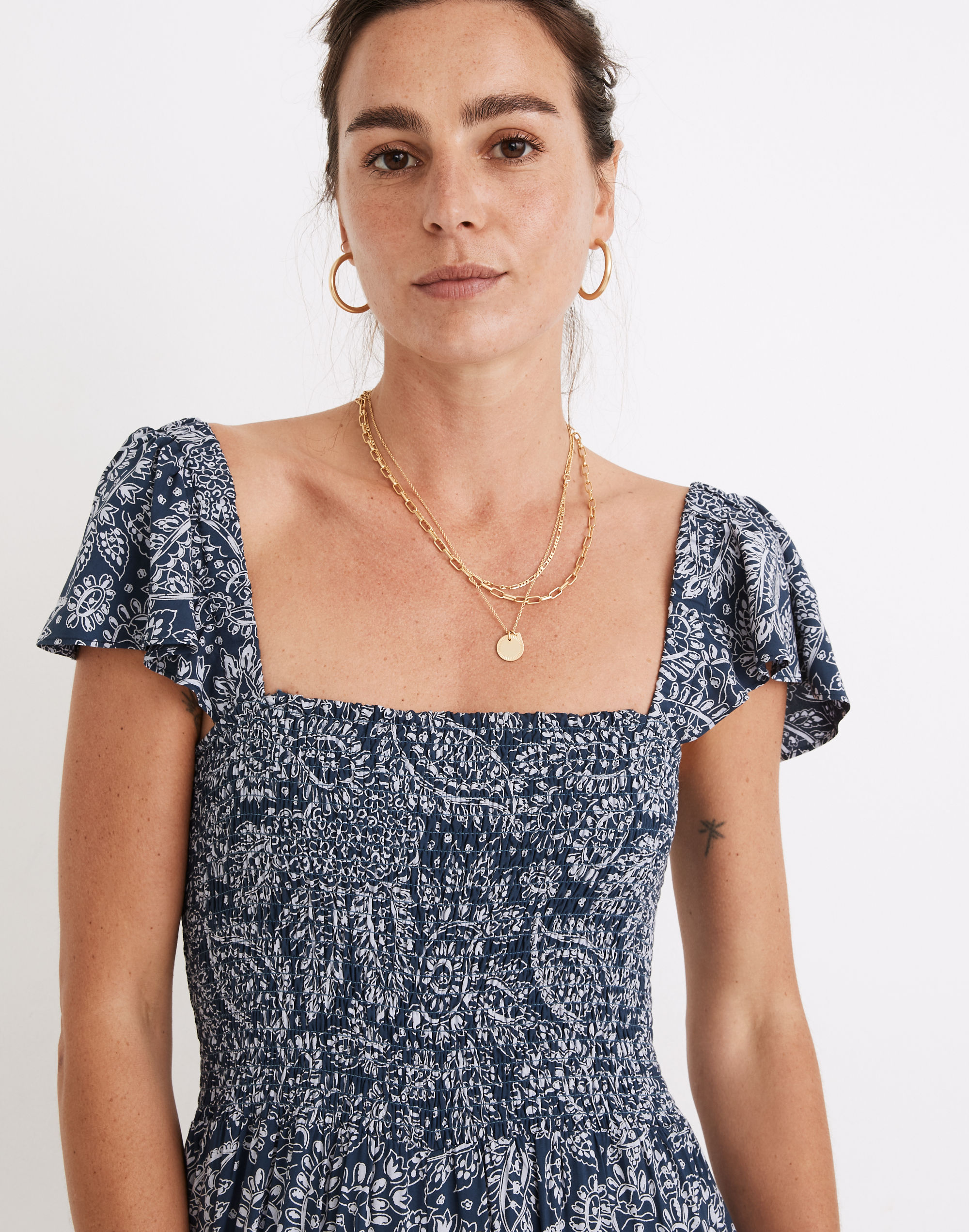 Lucie Smocked Wide-Leg Jumpsuit in Paisley Garden