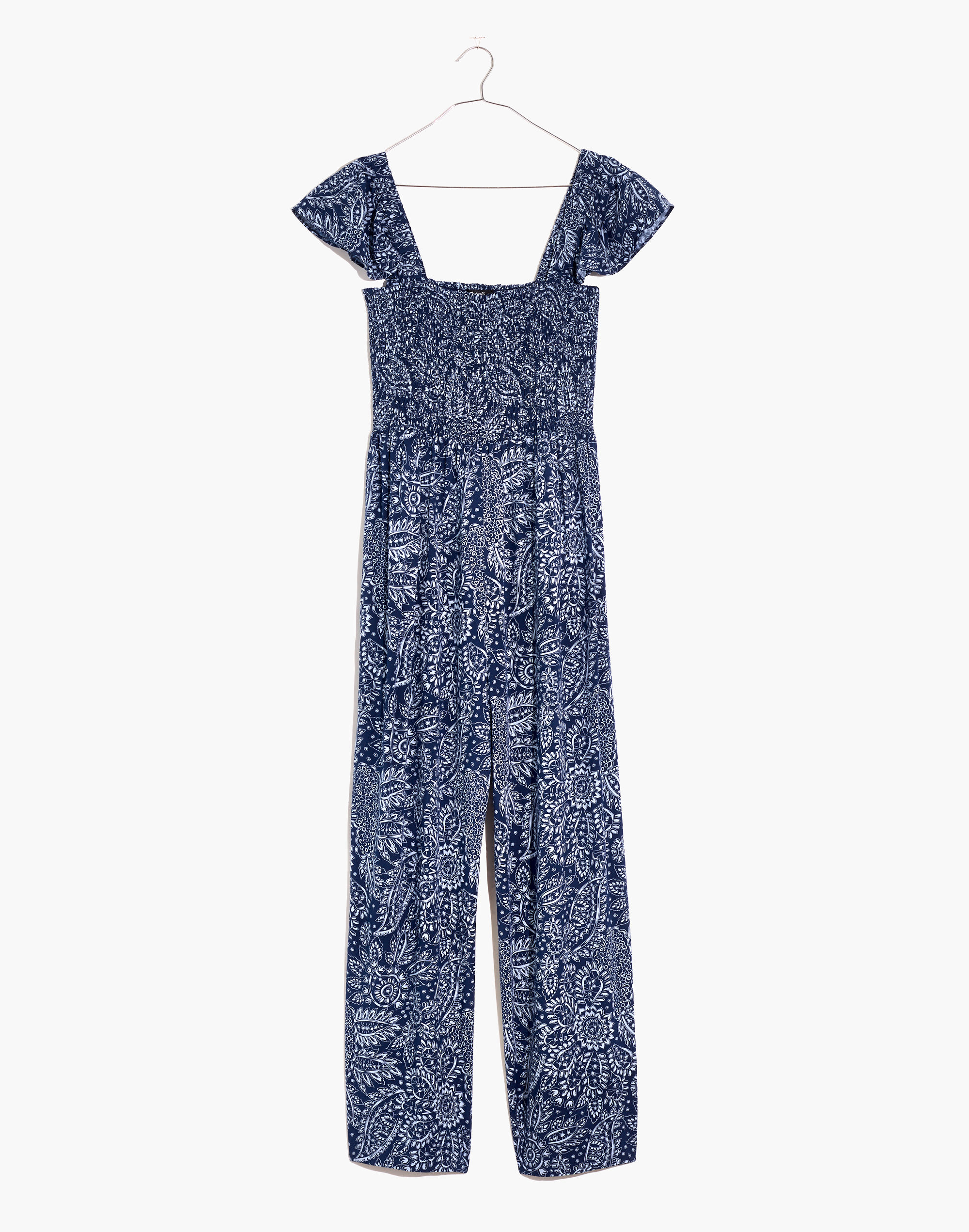 Lucie Smocked Wide-Leg Jumpsuit in Paisley Garden