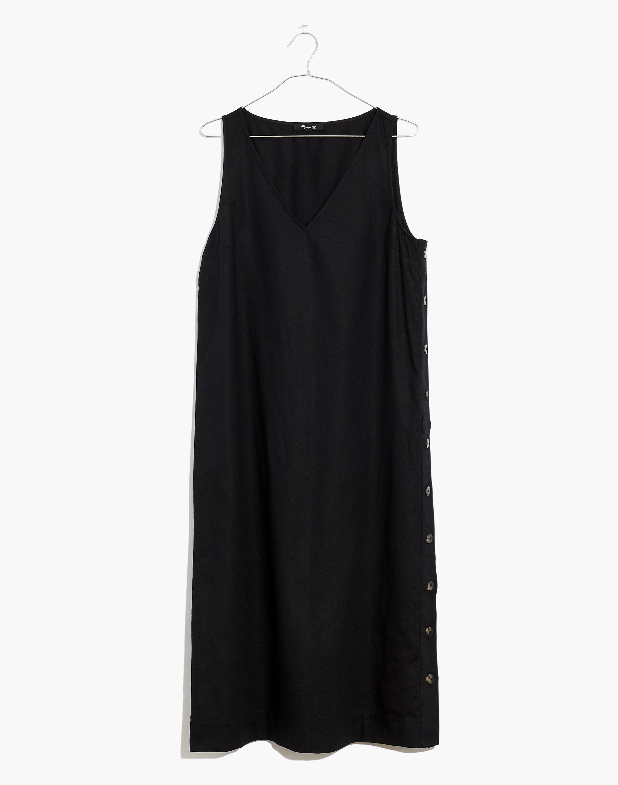 black dress with buttons on the side Classic Black Side Button Dress  Silhouette Hues