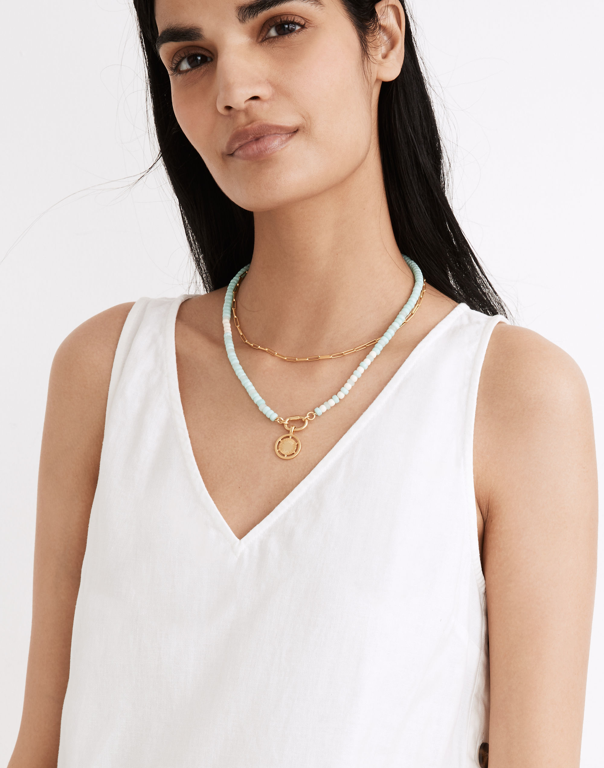 Linen-Cotton Side-Button Midi Dress