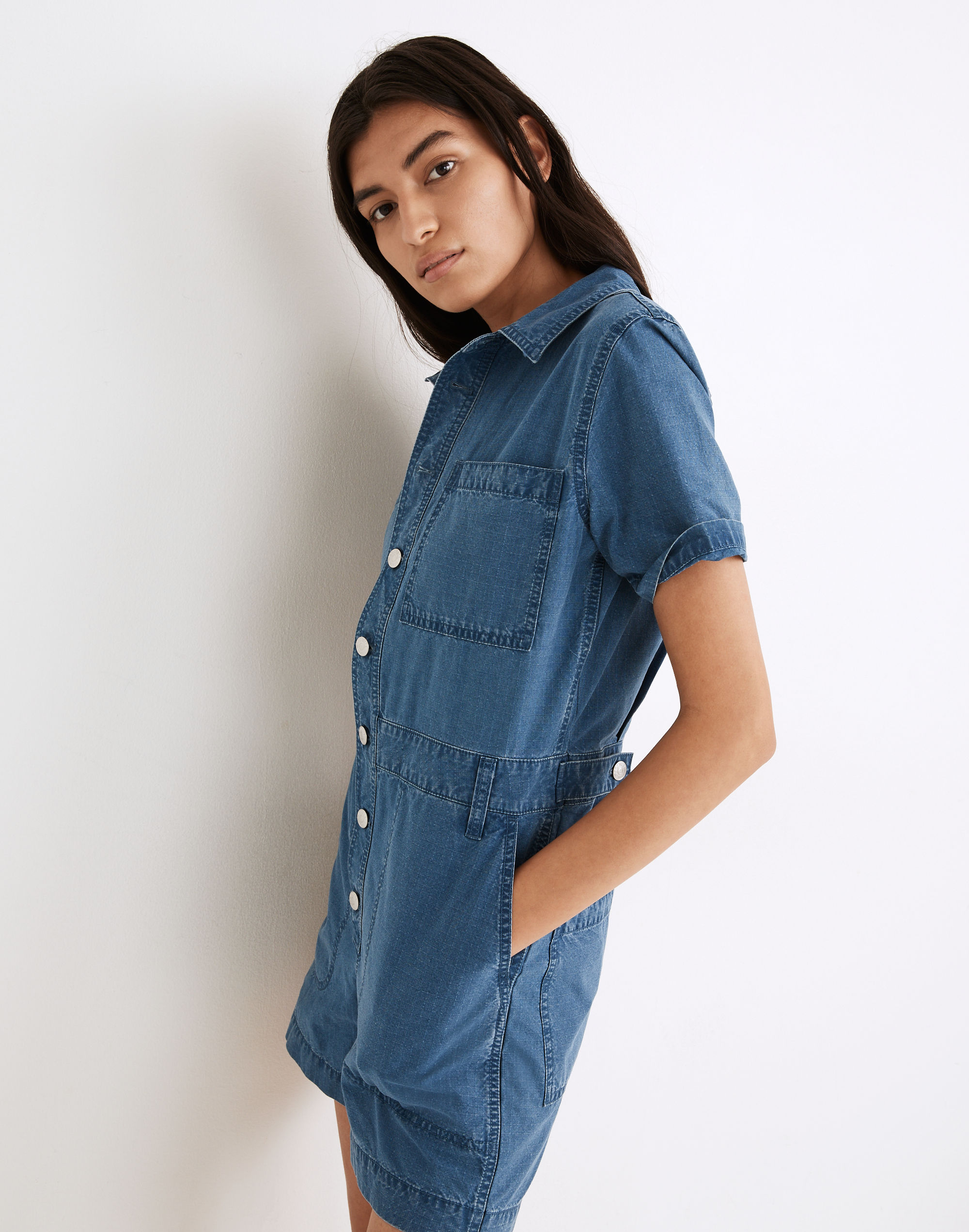 Indigo Ripstop Coverall Romper