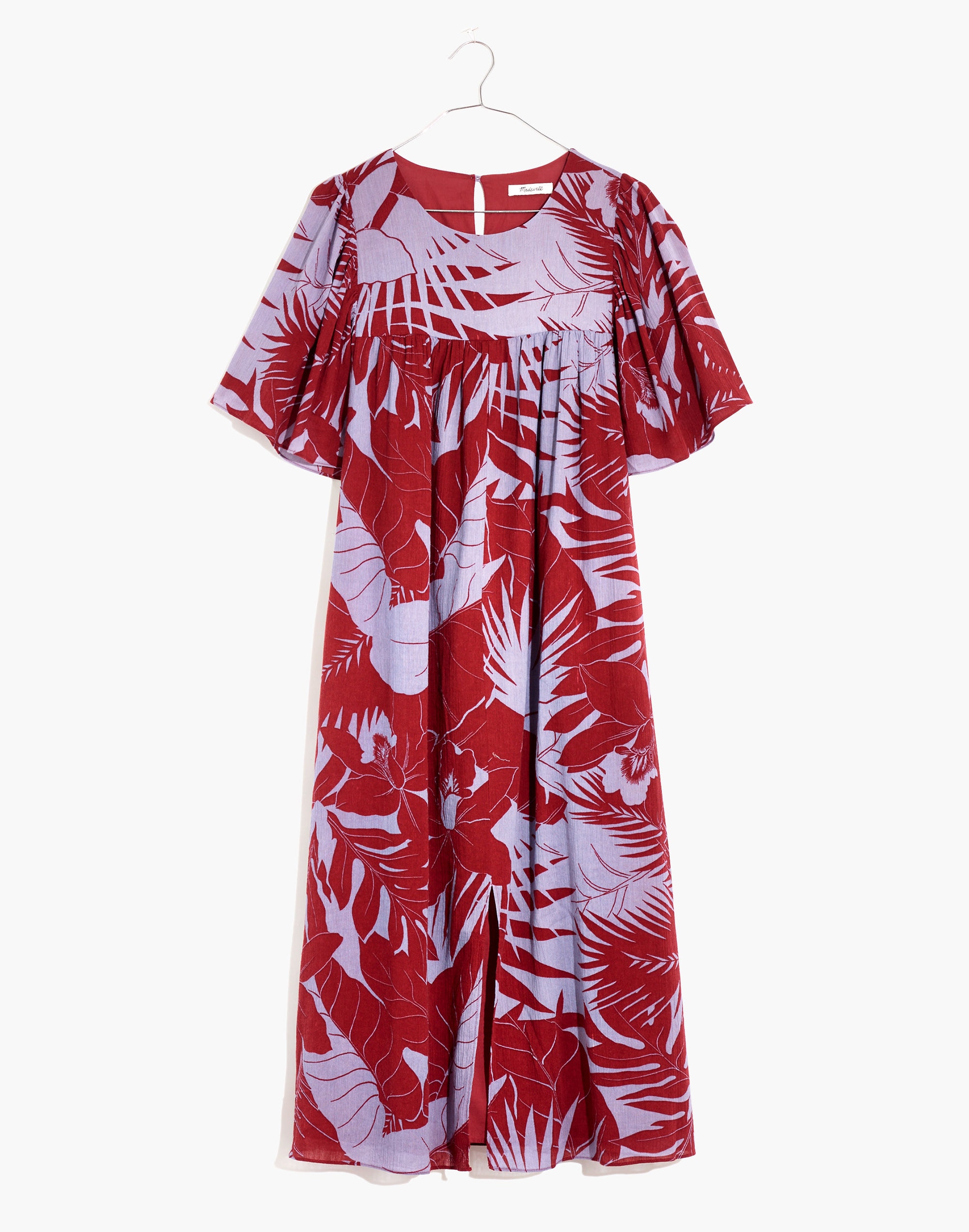 Flutter-Sleeve Caftan Dress in Tropical Vacation