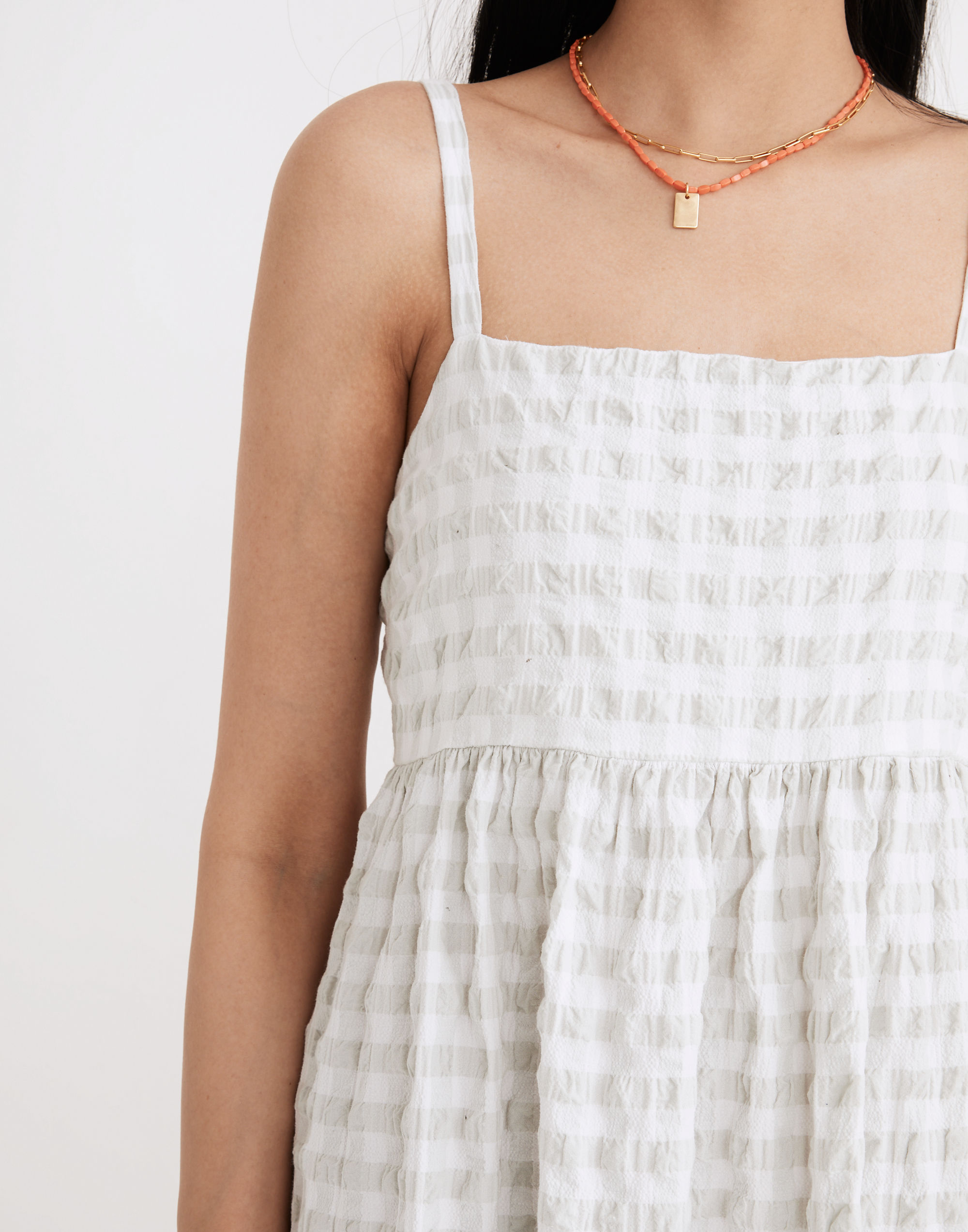Petite Summertime Cami Midi Dress in Seersucker Gingham