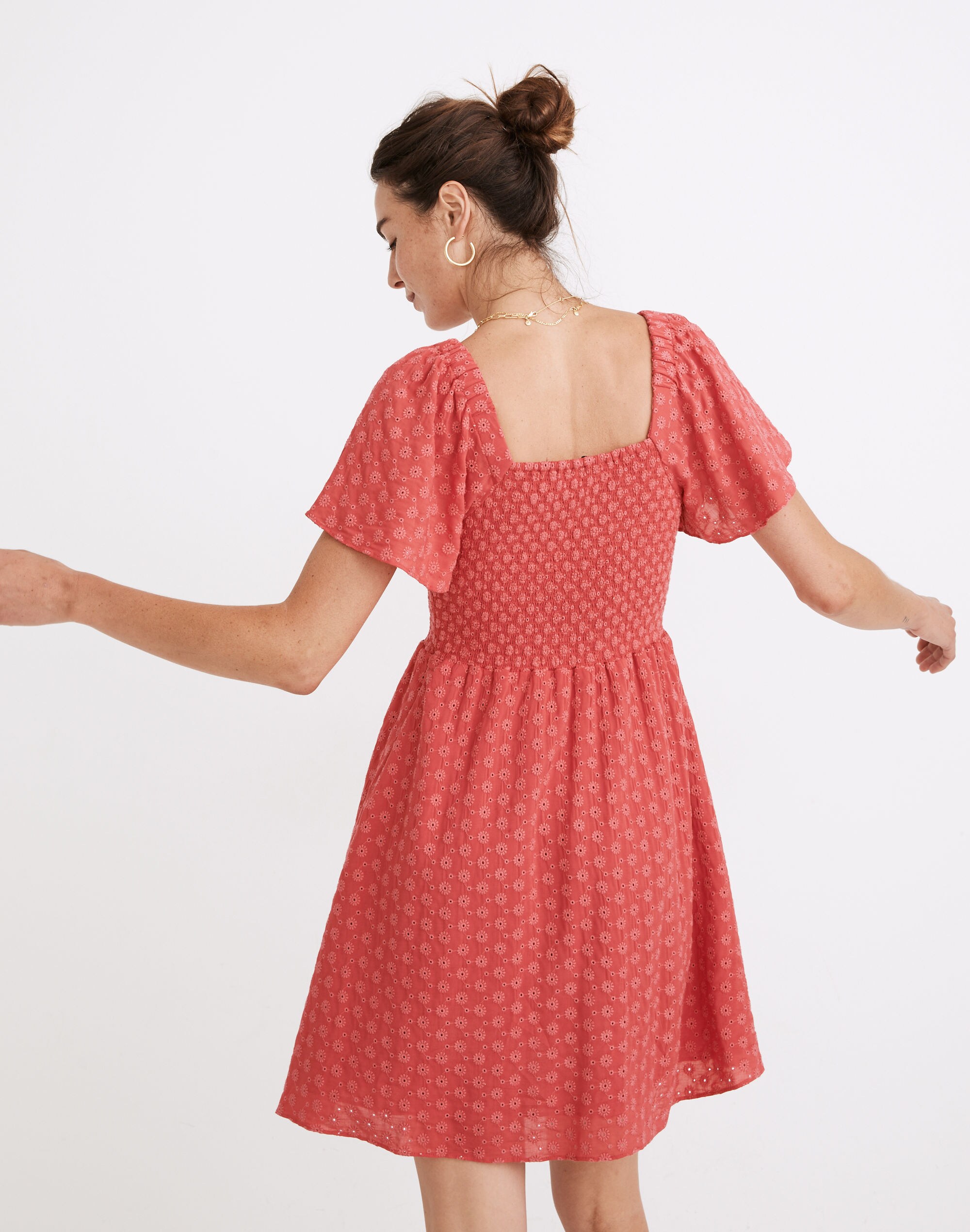 Eyelet Lucie Smocked Mini Dress