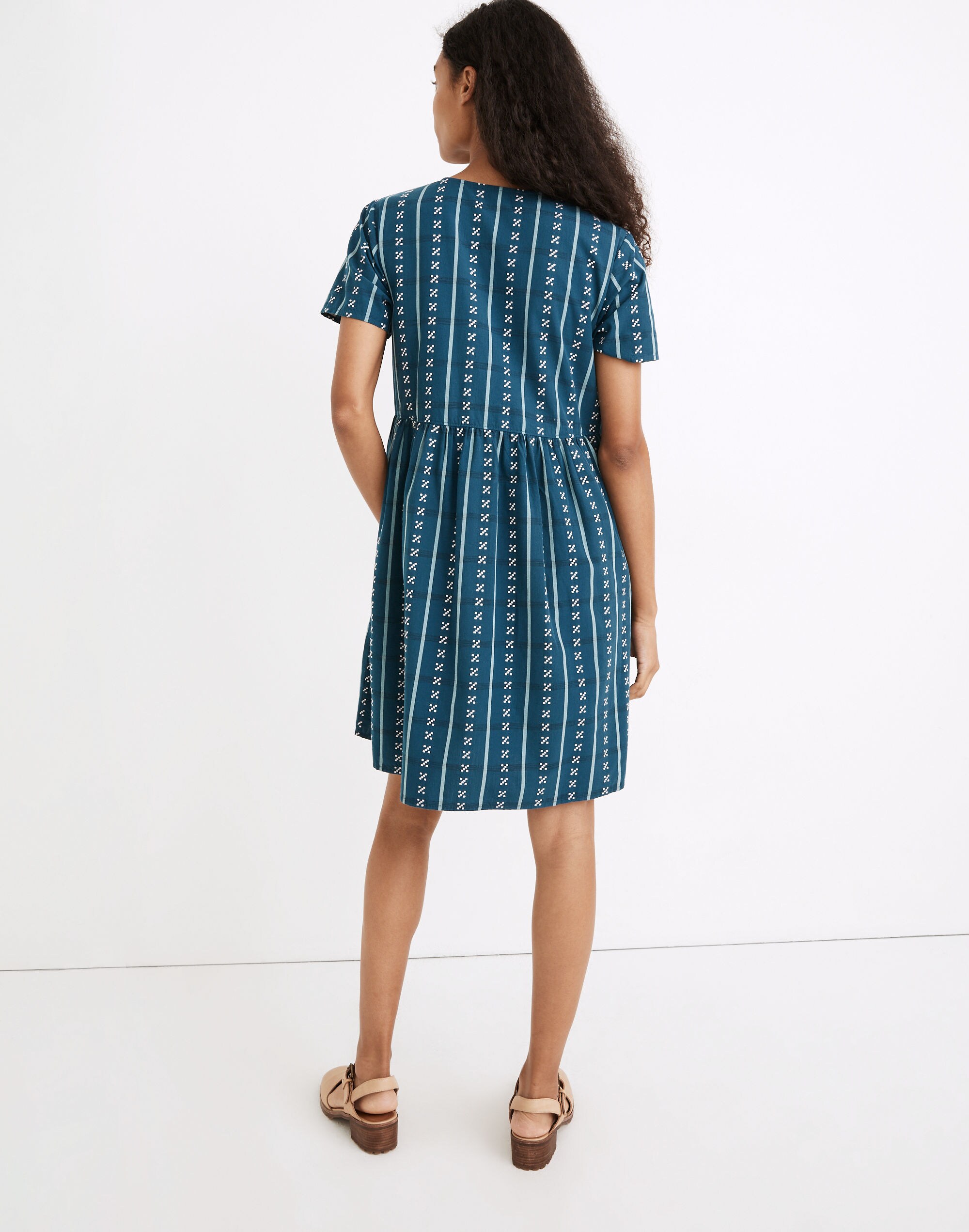 Alexandra Button-Front Mini Dress in Jacquard Stripe