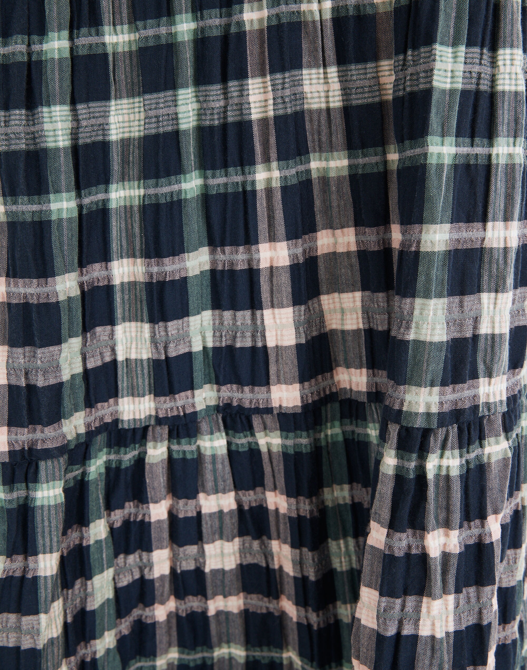 Plaid Button-Front Tiered Babydoll Dress