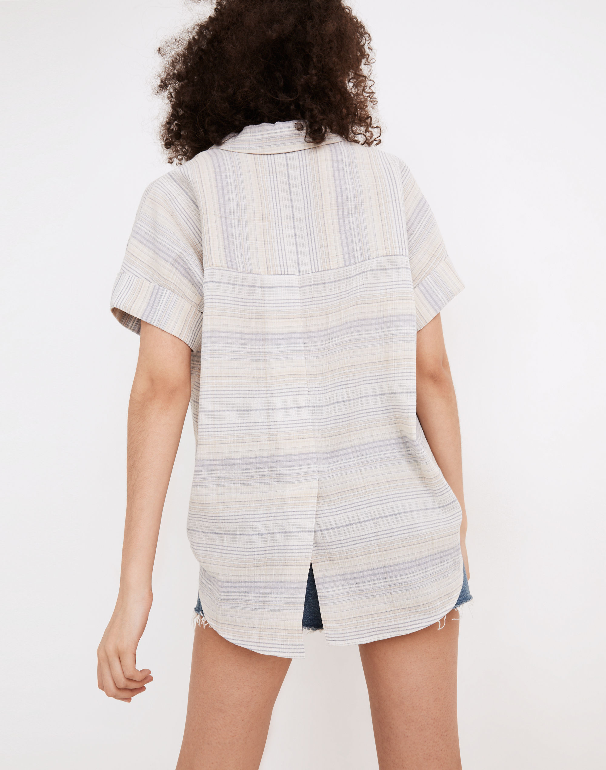 Crinkle Hayden Popover Top in Stripe