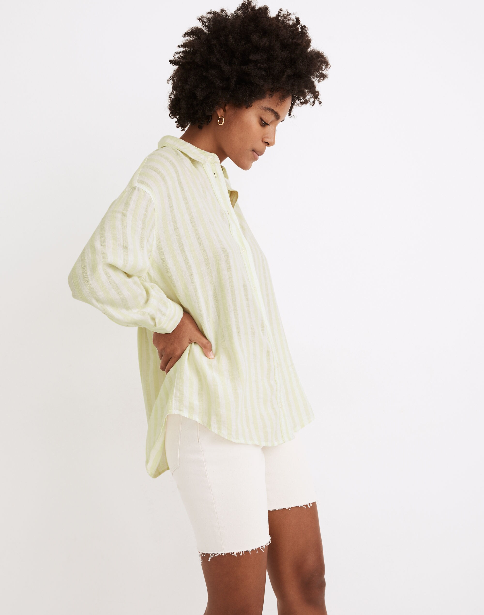Linen-Blend Painter Shirt in Eades Stripe