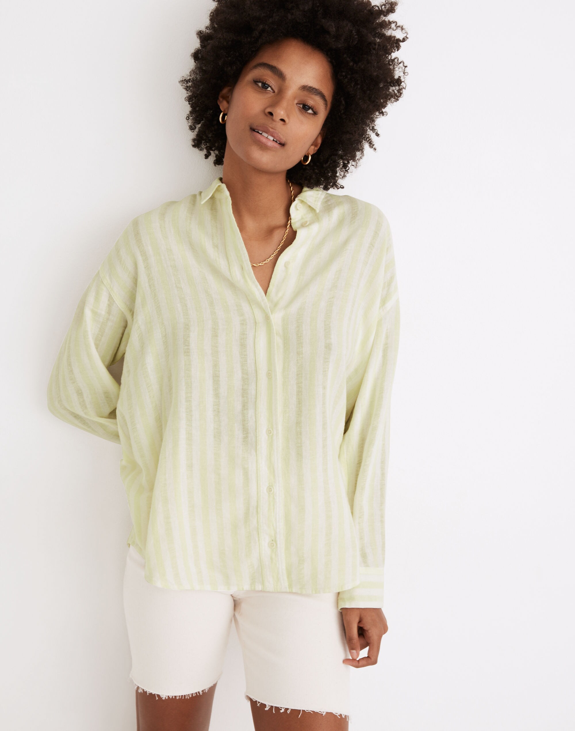 Linen-Blend Painter Shirt in Eades Stripe