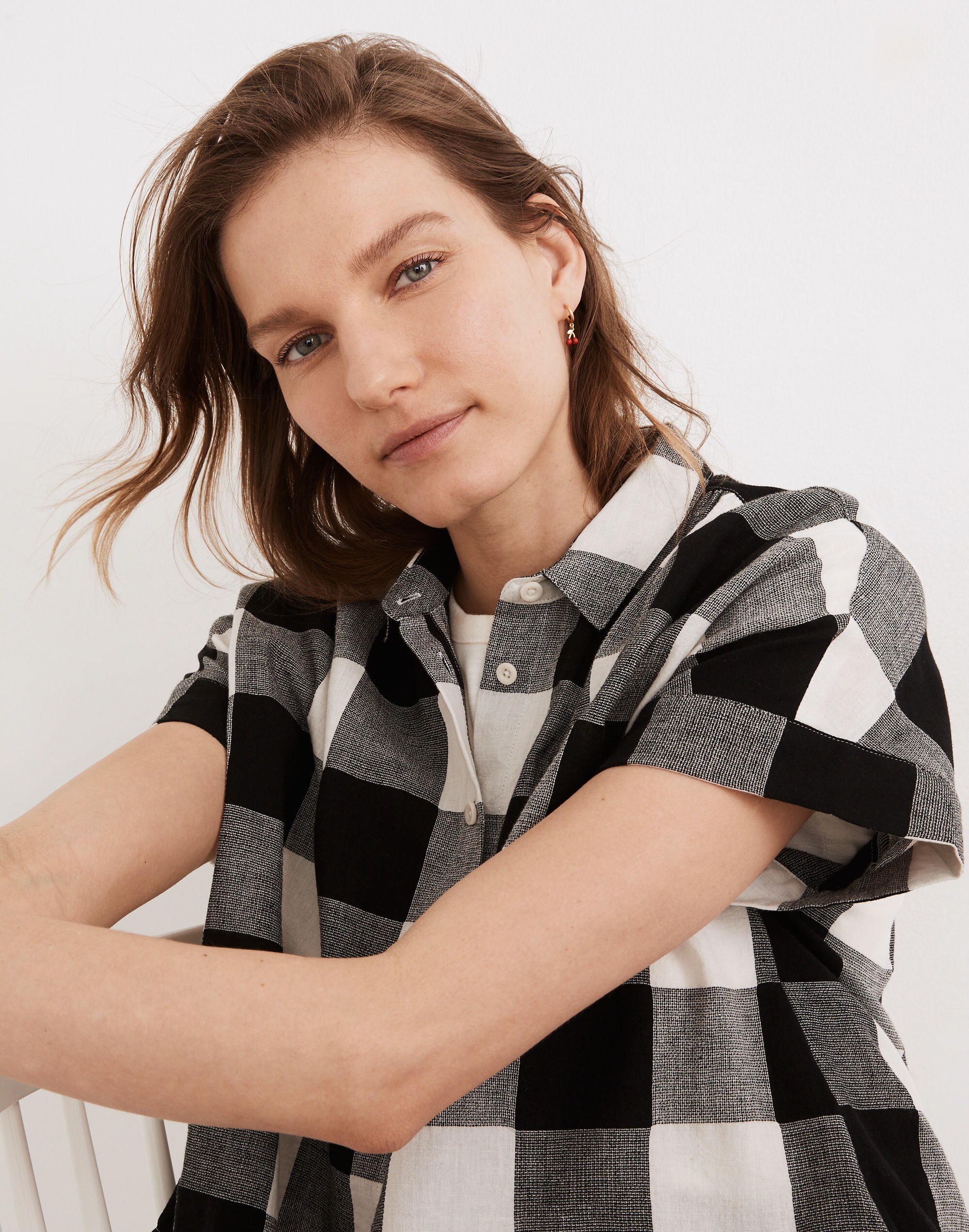 Linen-Cotton Hilltop Shirt in Buffalo Check