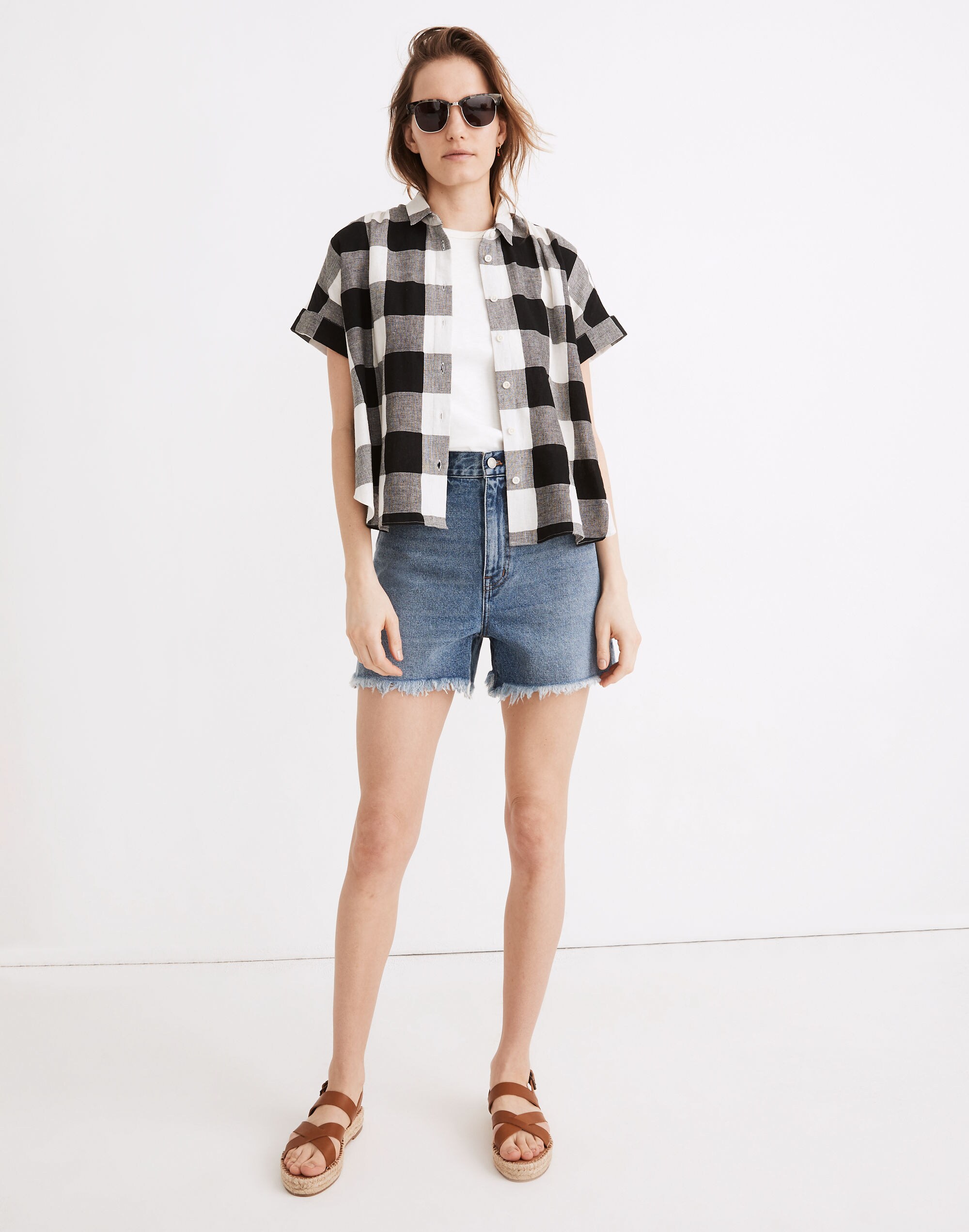 Linen-Cotton Hilltop Shirt in Buffalo Check